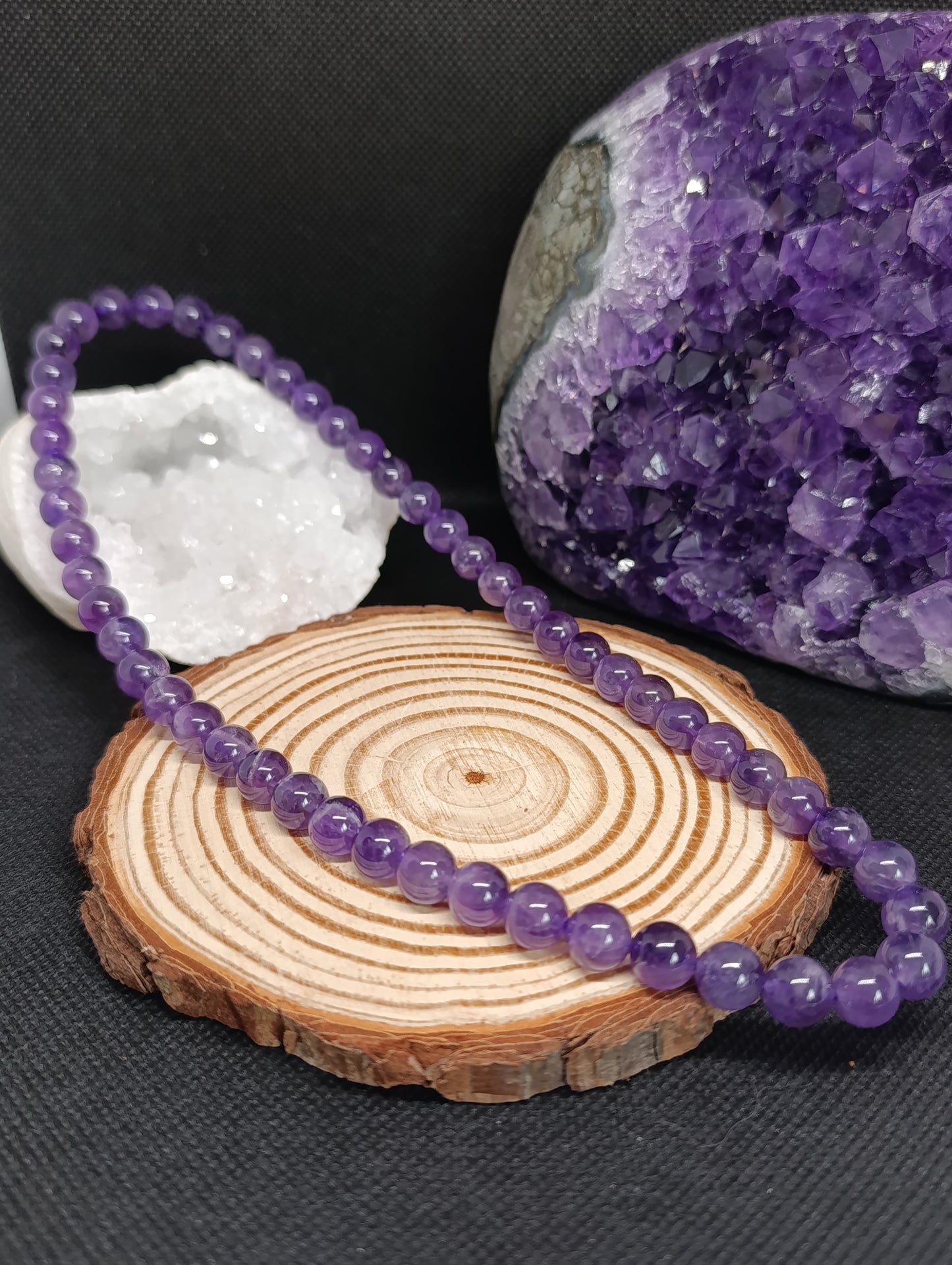 Collier boule Amethyste 8mm