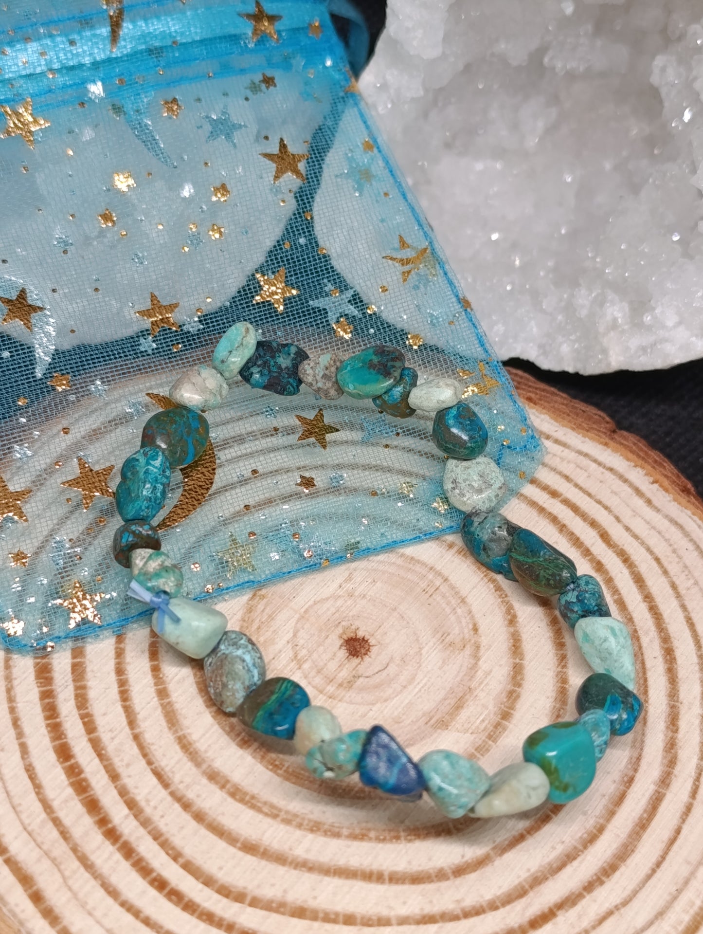 Bracelet pierres roulées Chrysocolle Shattuckite