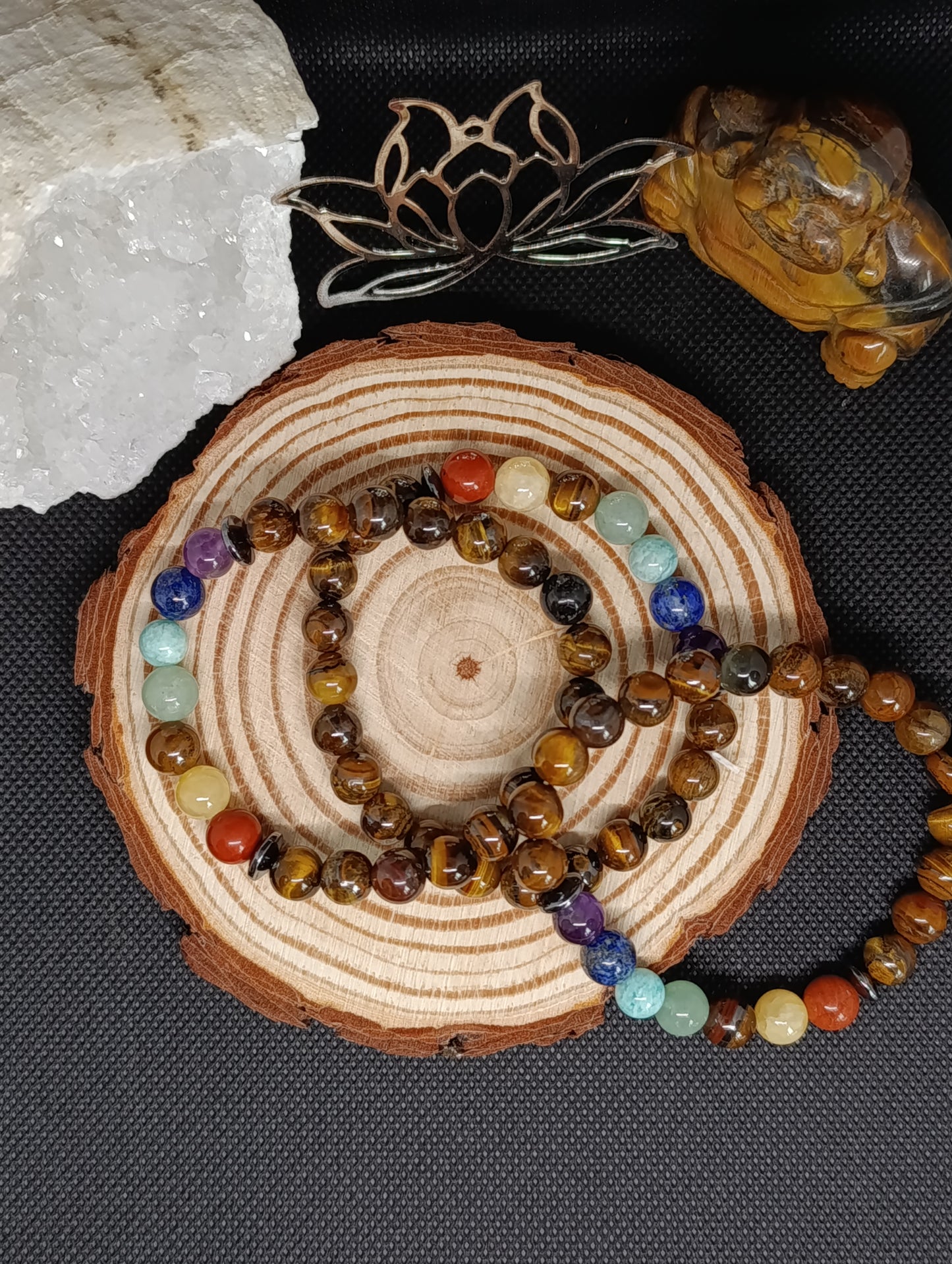 Bracelet Oeil de tigre - 7 chakras