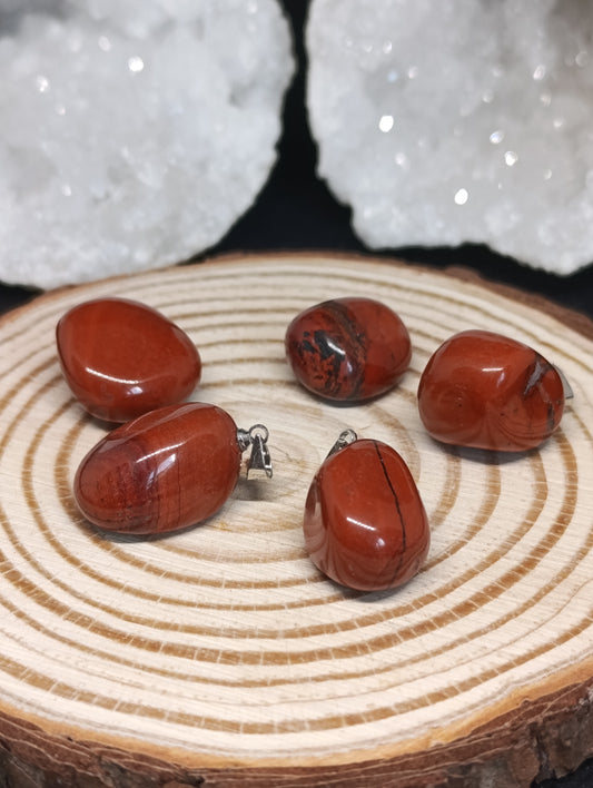 Pendentif pierre roulée Jaspe rouge
