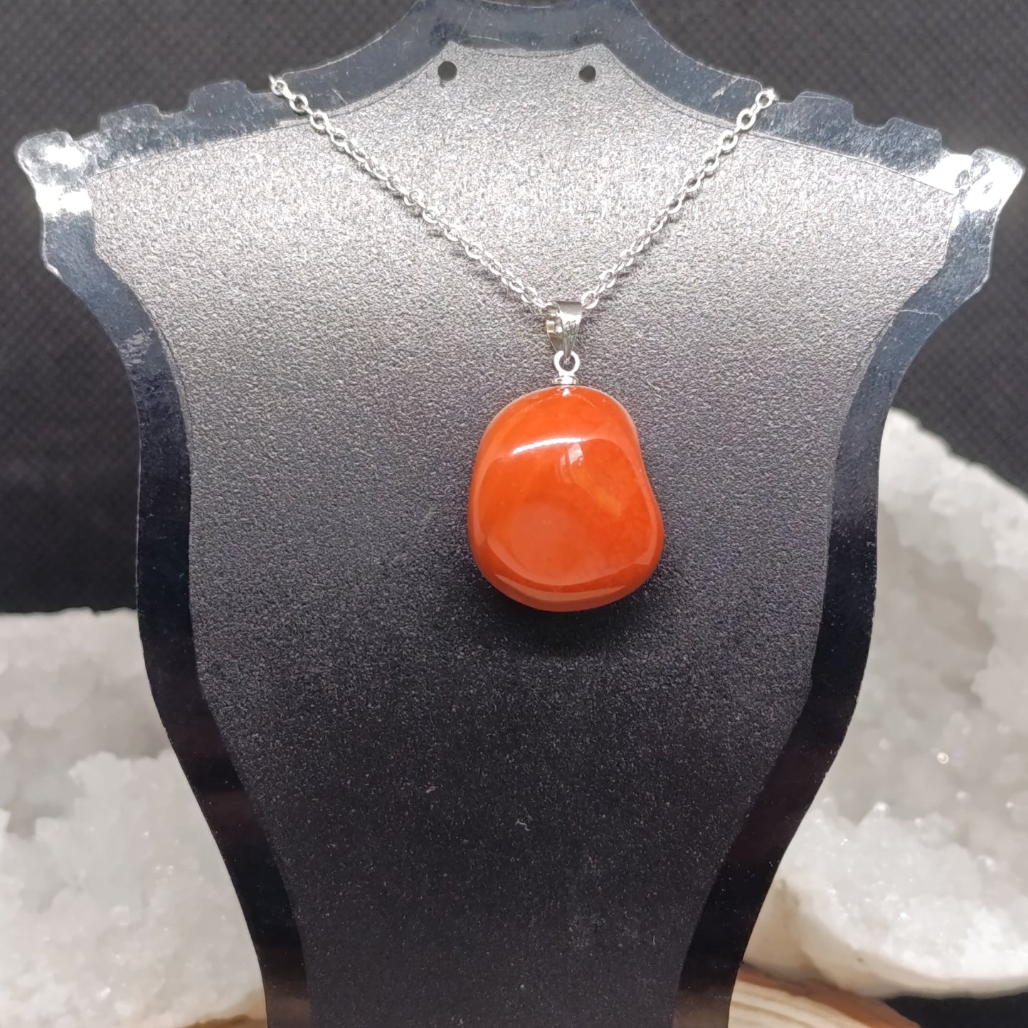 Pendentif pierre roulée Jaspe rouge
