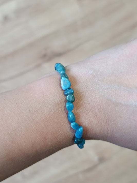 Bracelet pierres roulées Apatite bleue
