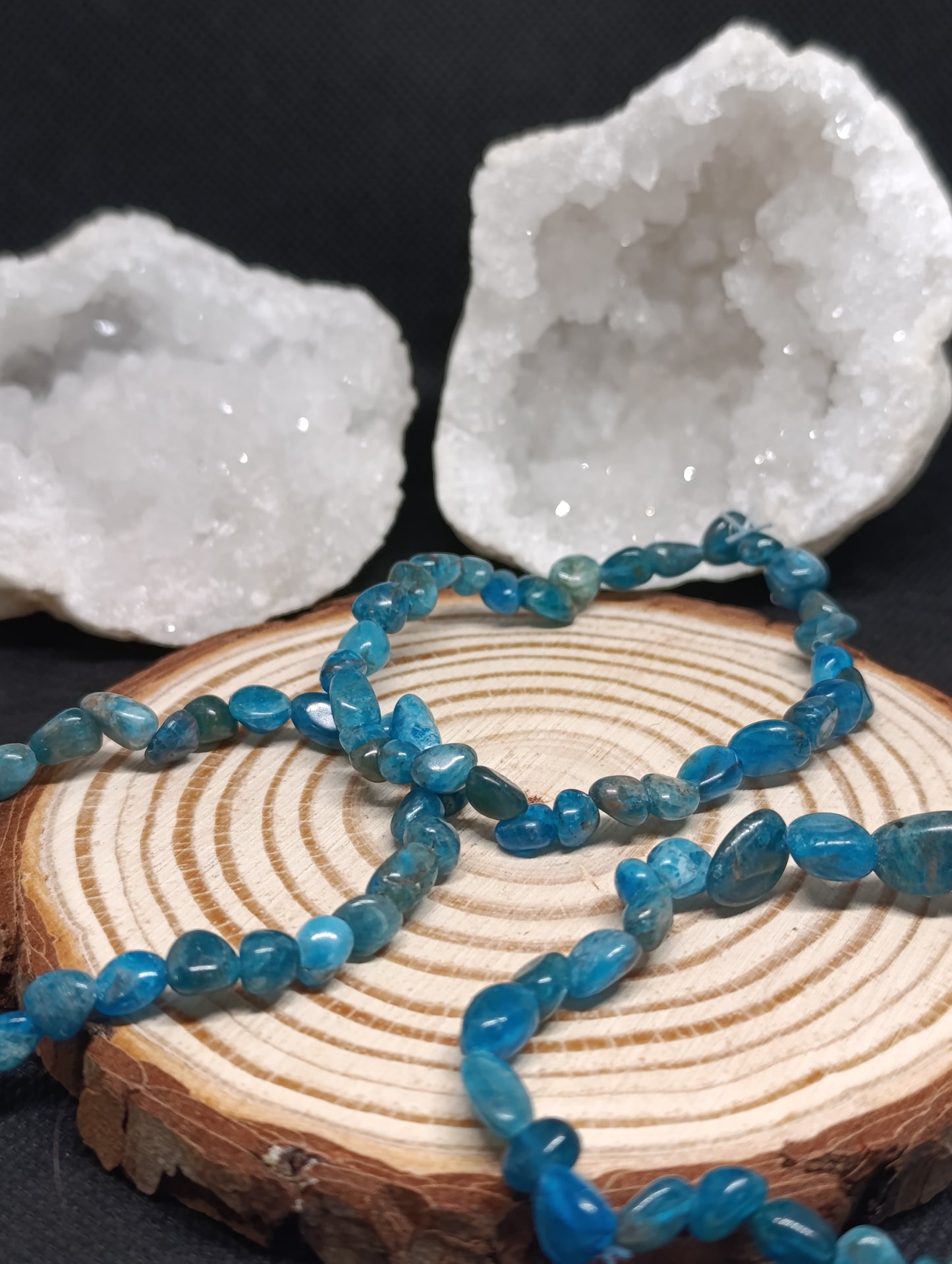 Bracelet pierres roulées Apatite bleue