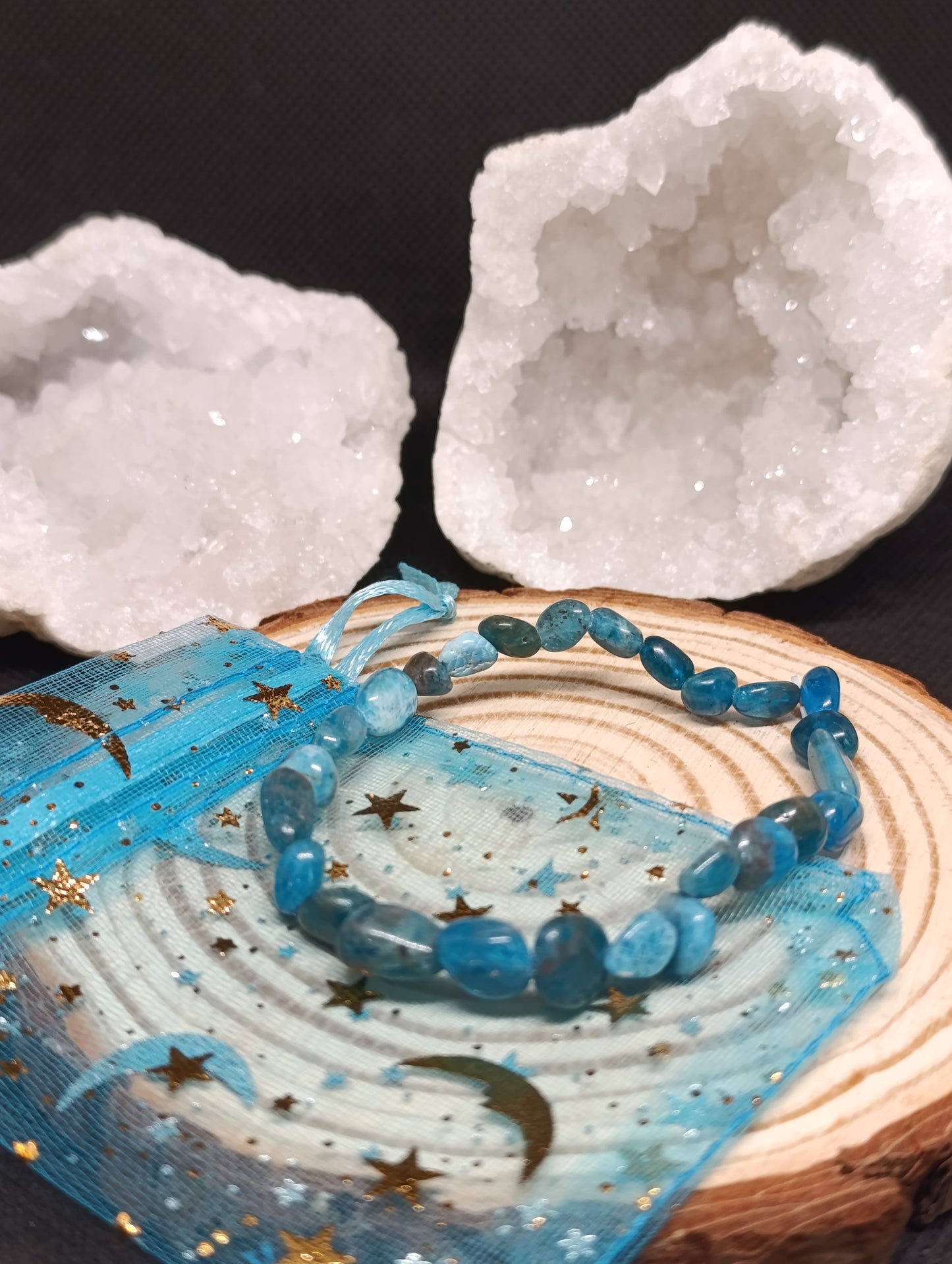 Bracelet pierres roulées Apatite bleue