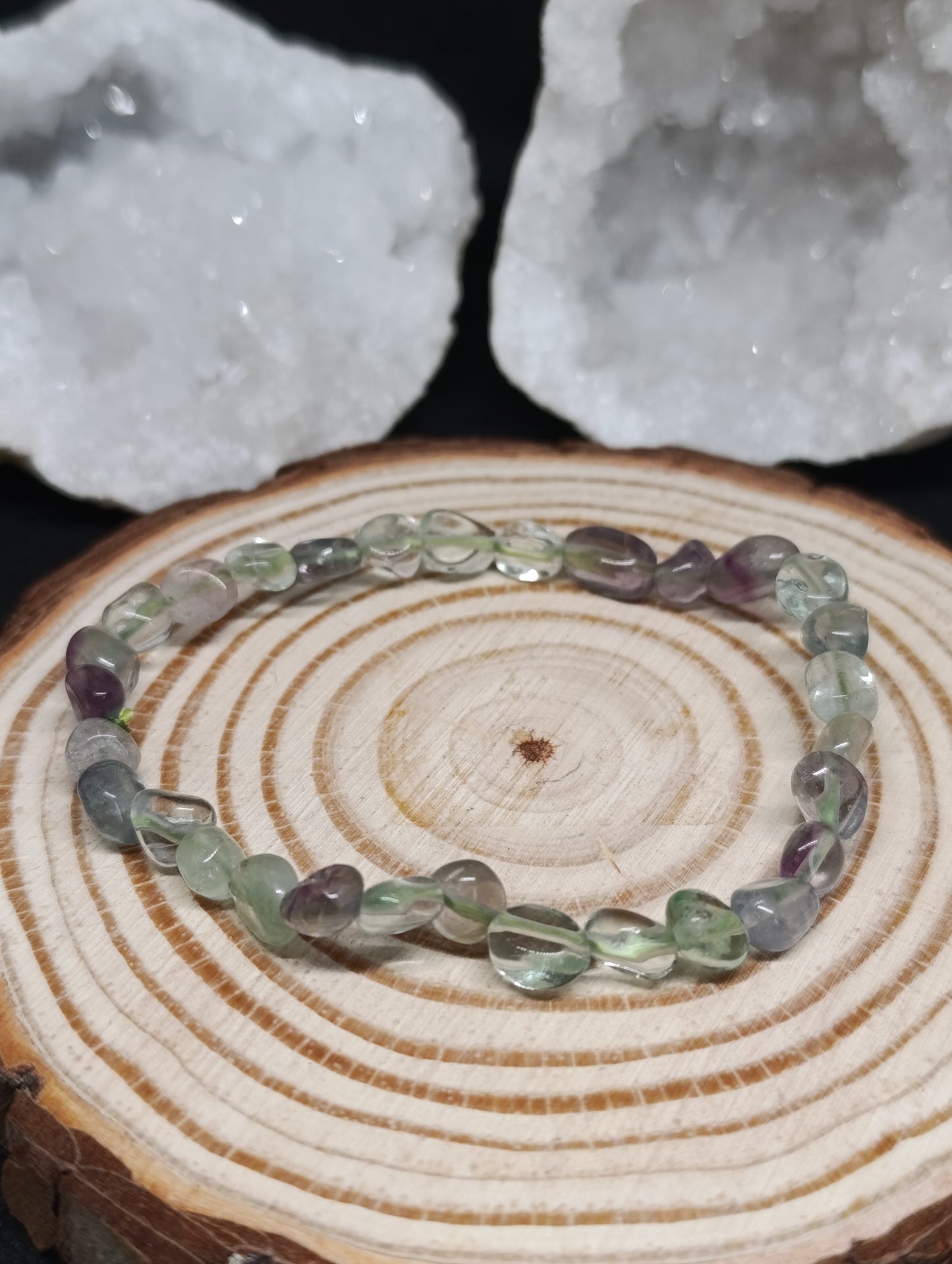 Bracelet pierres roulées Fluorite