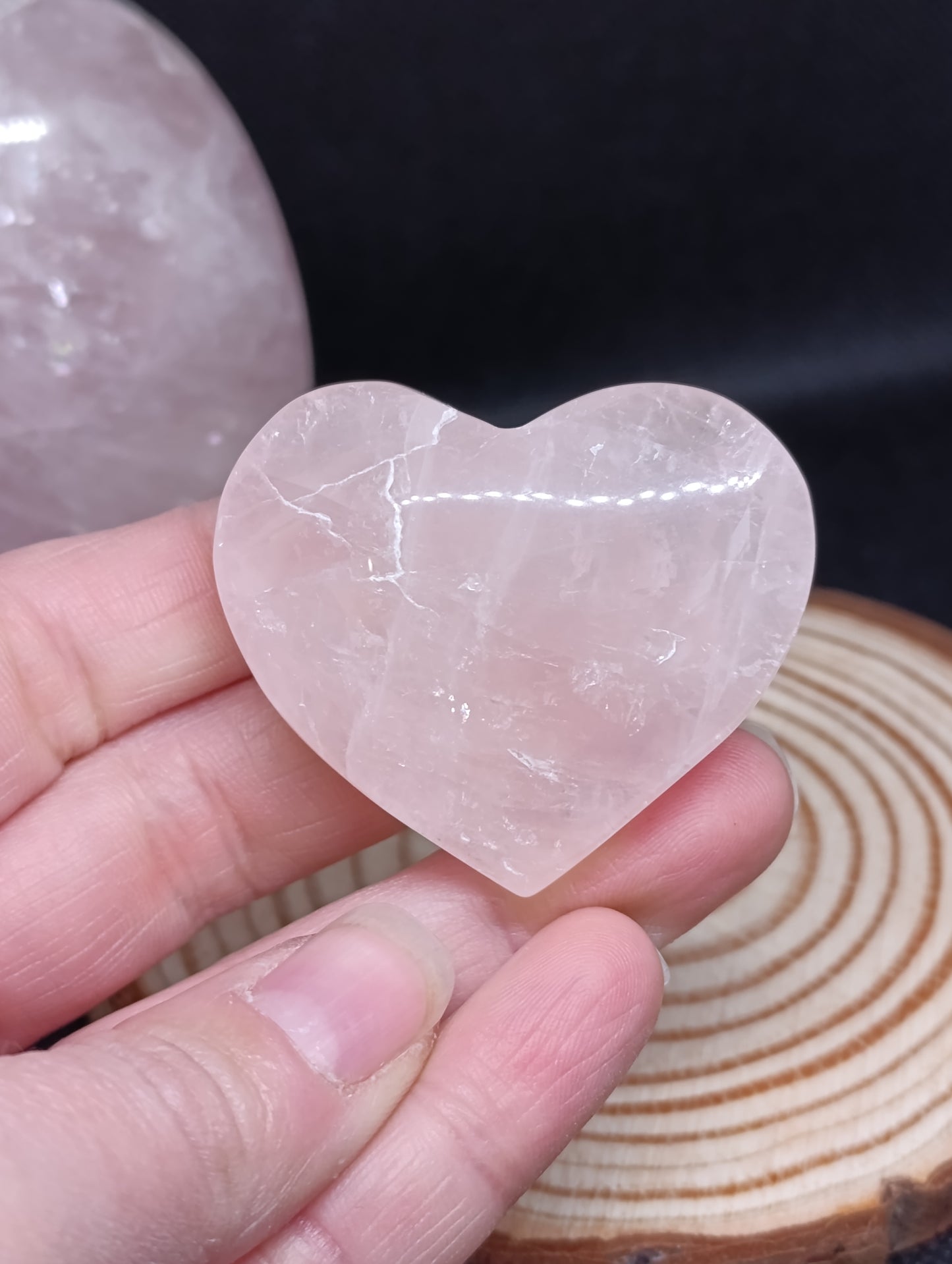 Galet Cœur Quartz rose - Qualité AA