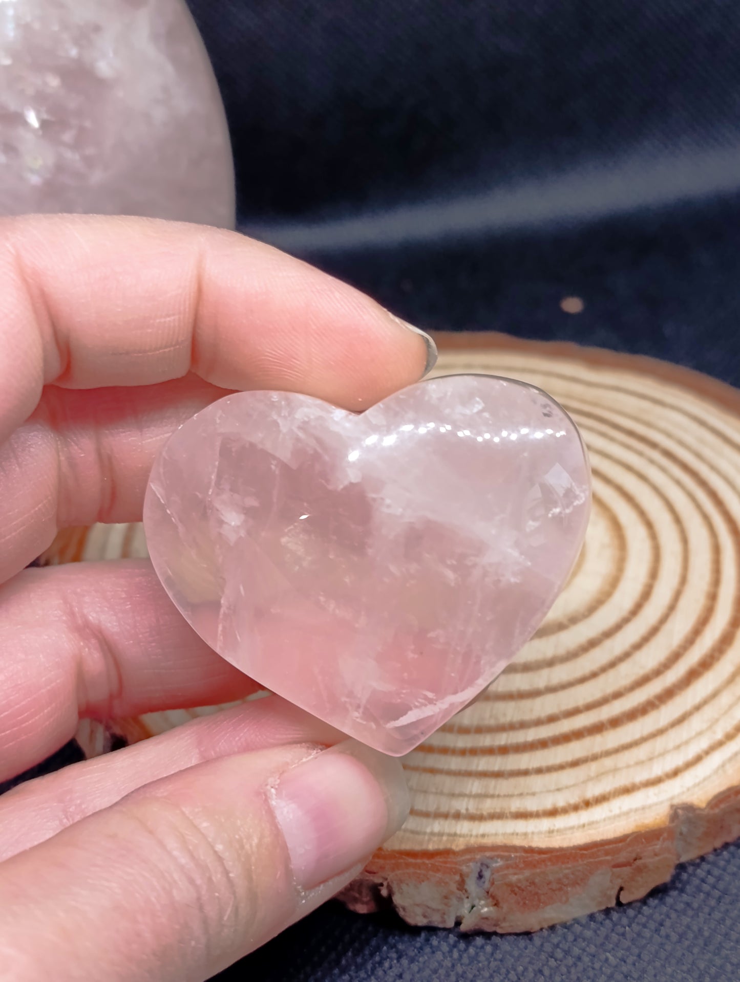 Galet Cœur Quartz rose - Qualité AA