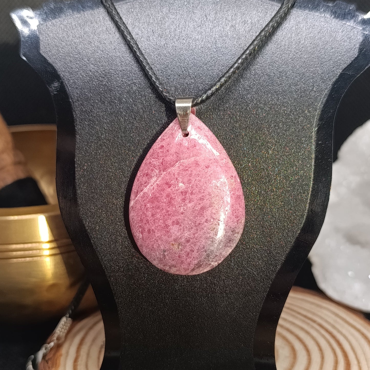 Pendentif goutte Rhodonite