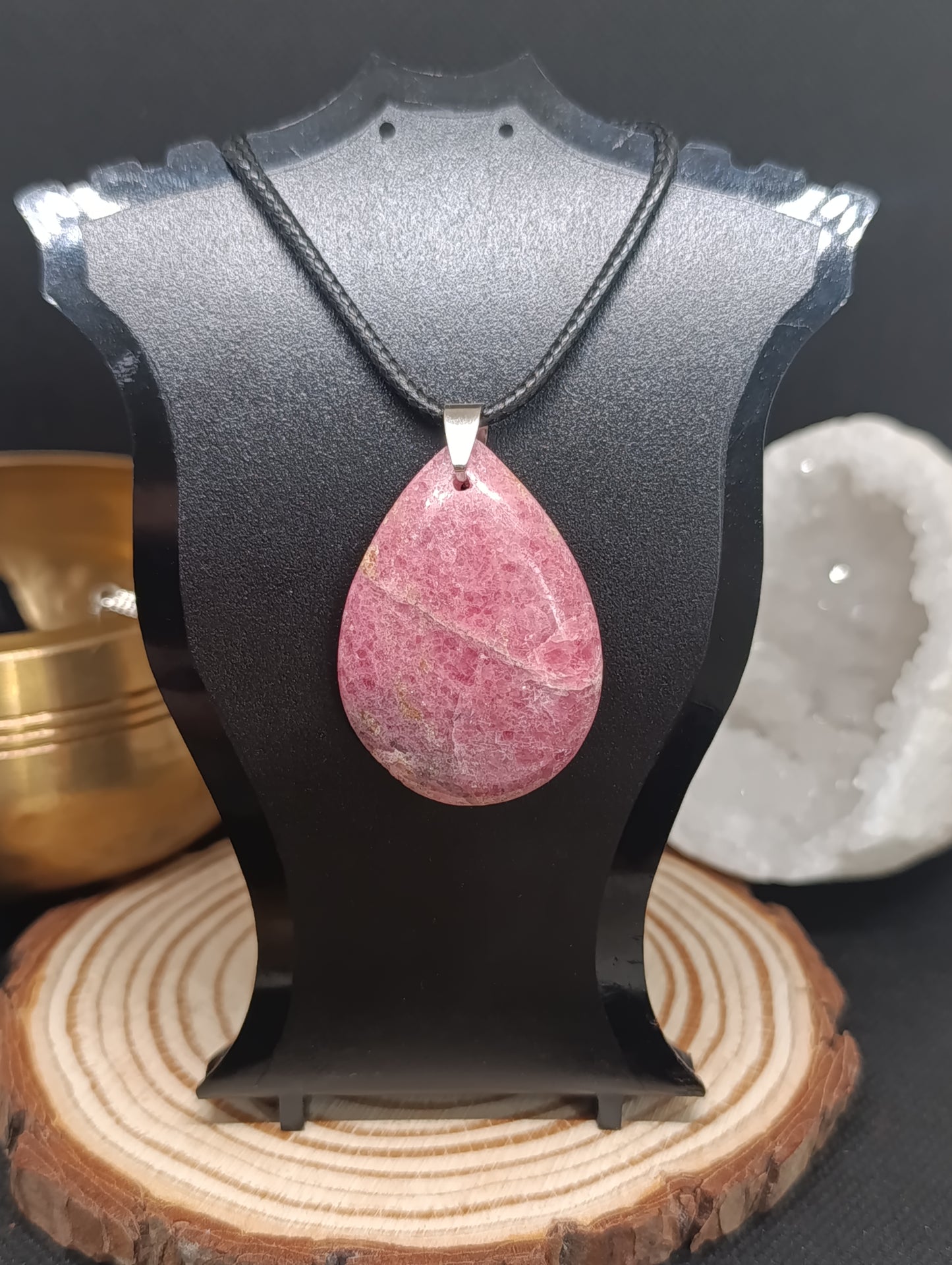 Pendentif goutte Rhodonite