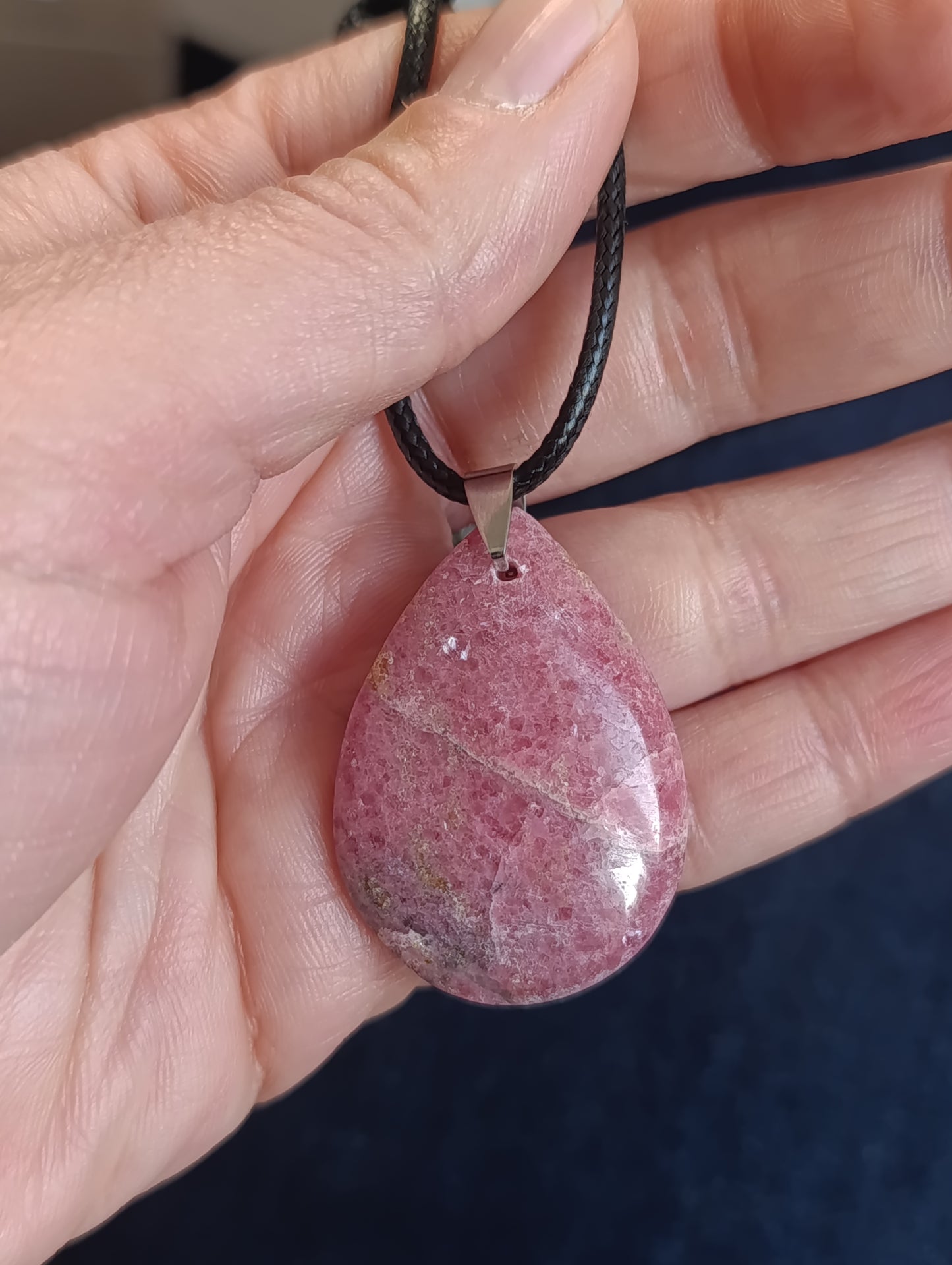 Pendentif goutte Rhodonite