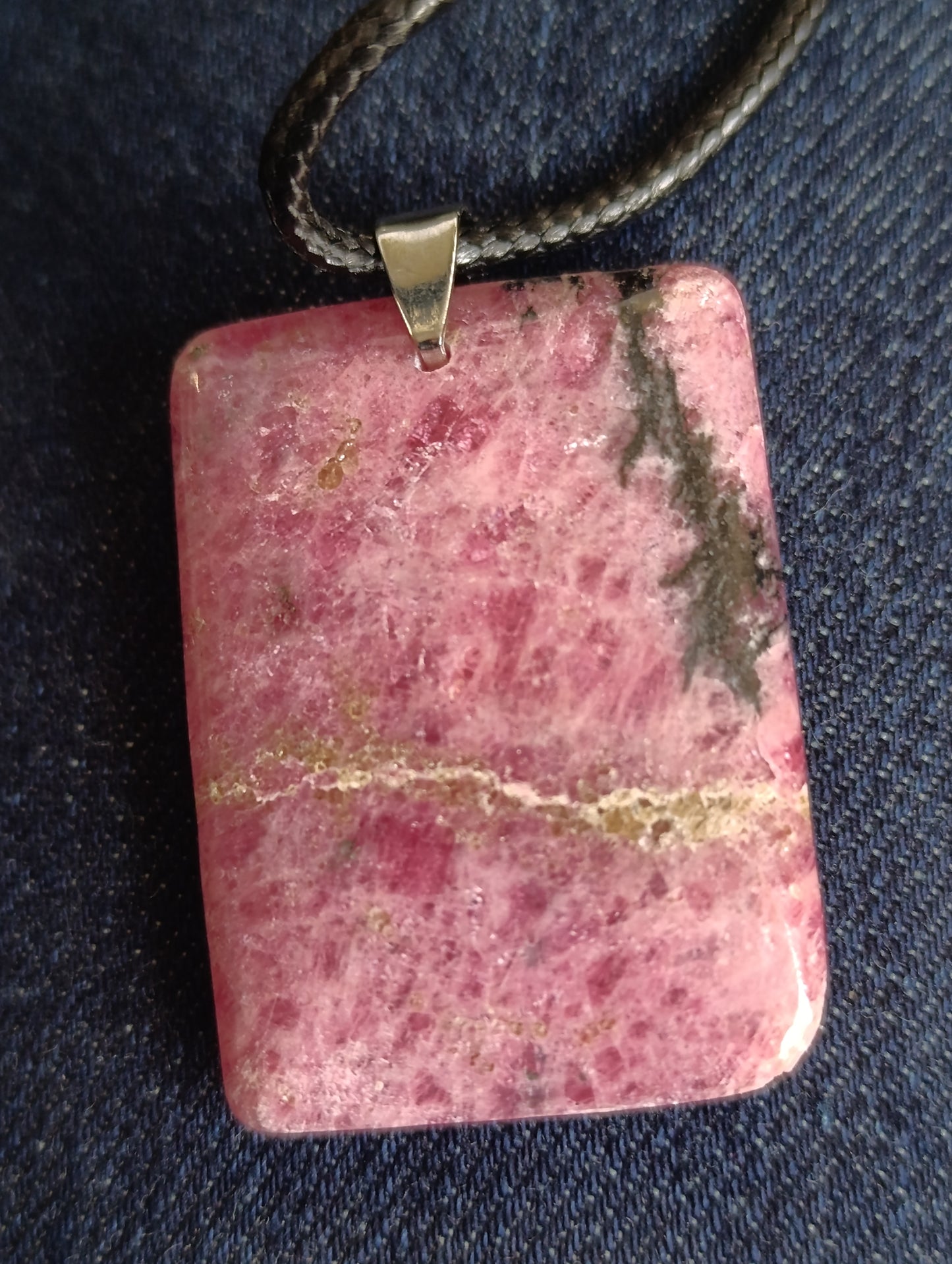 Pendentif rectangulaire Rhodonite