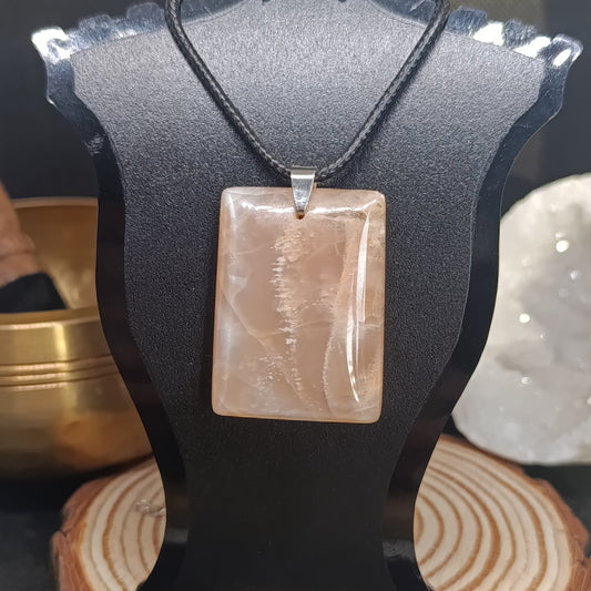 Pendentif rectangulaire Pierre de lune pêche