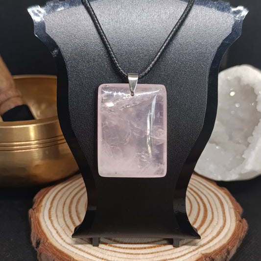 Pendentif rectangulaire Quartz rose
