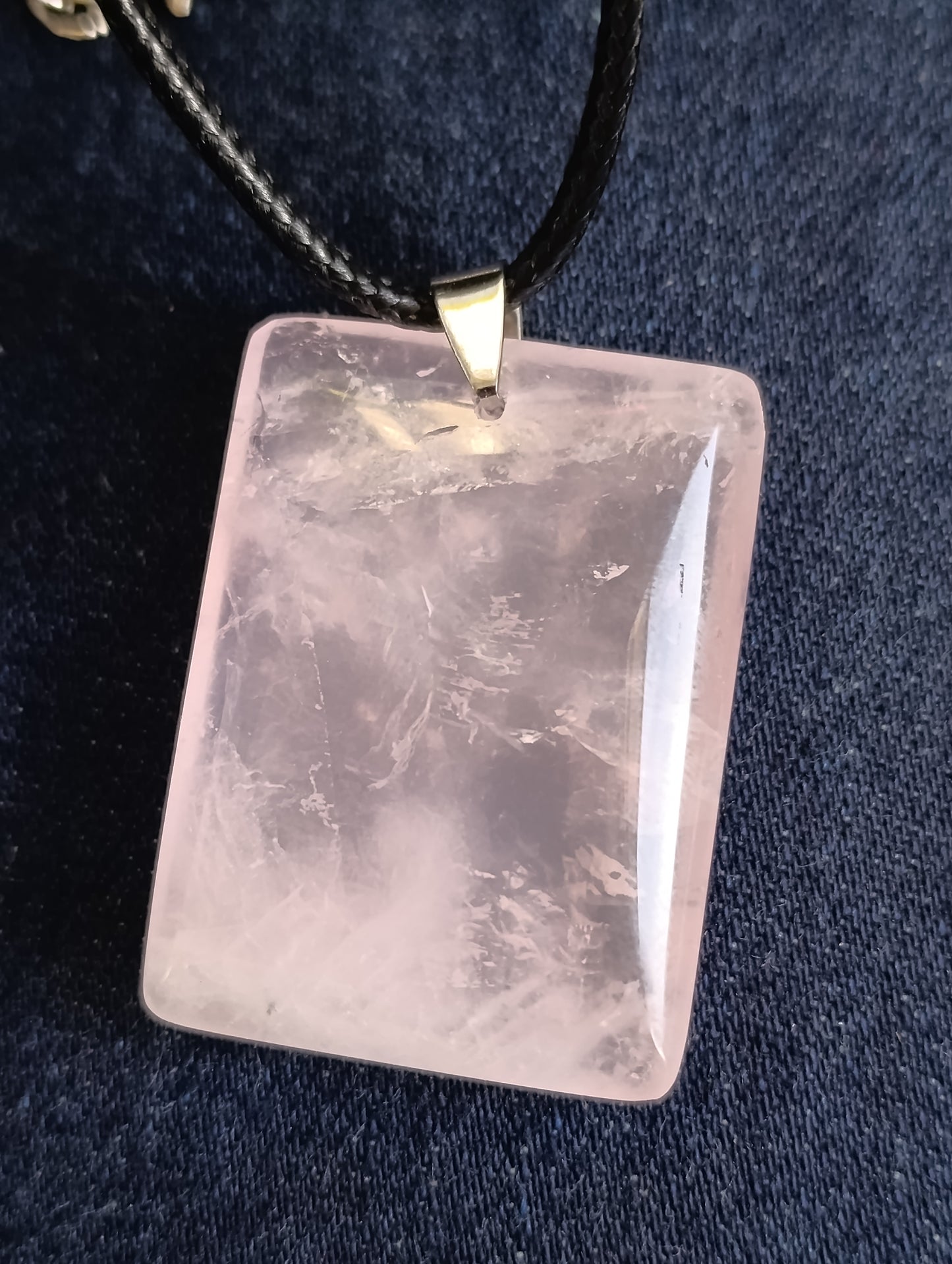 Pendentif rectangulaire Quartz rose