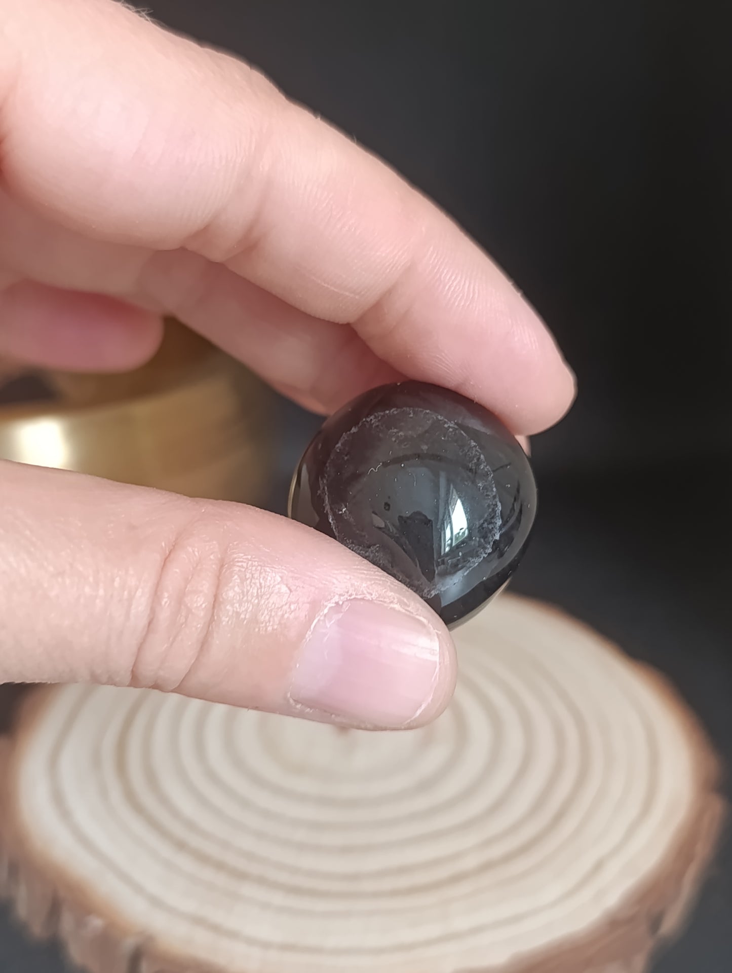Pierre roulée Obsidienne fumée ronde