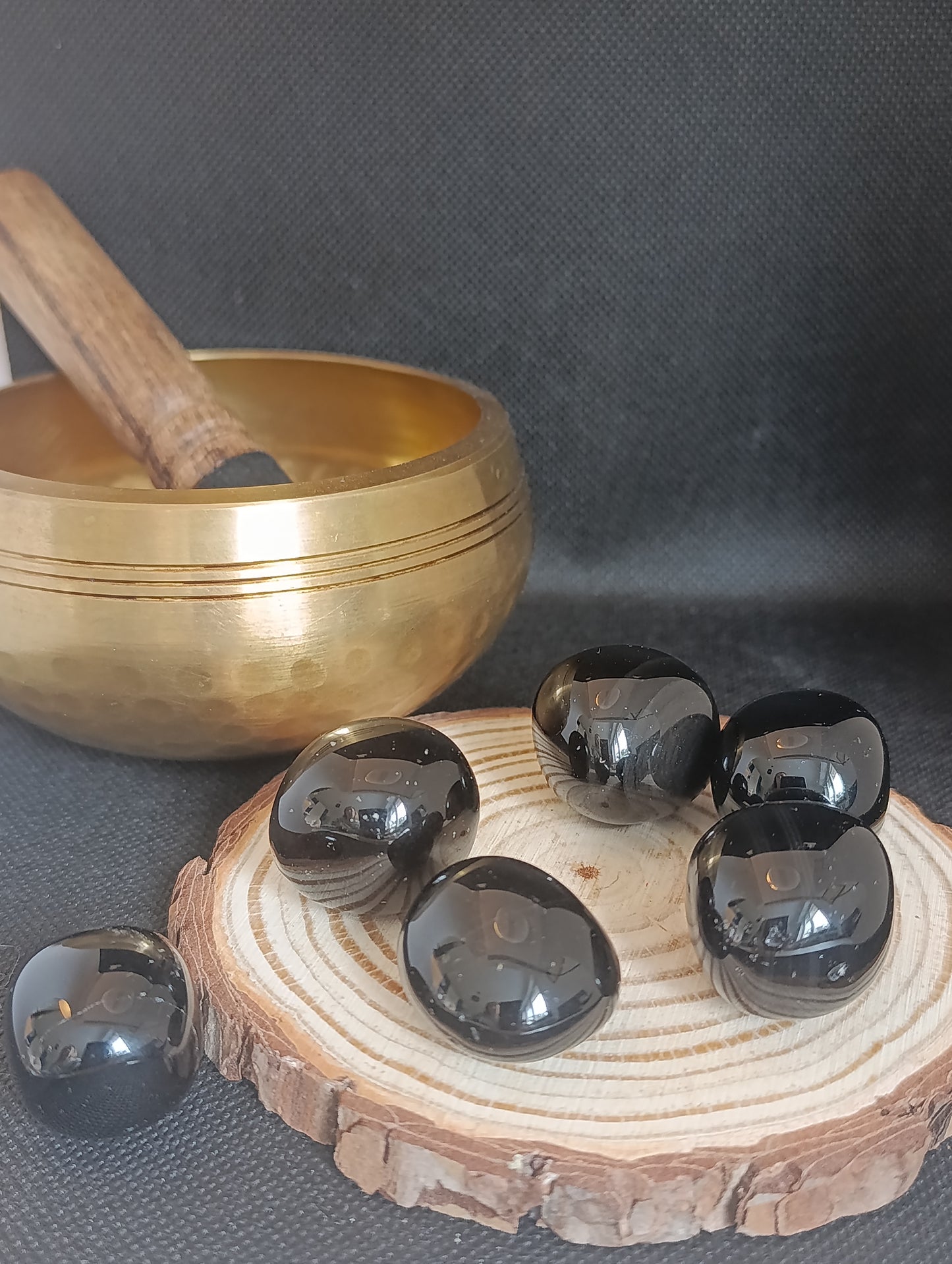 Pierre roulée Obsidienne fumée ronde