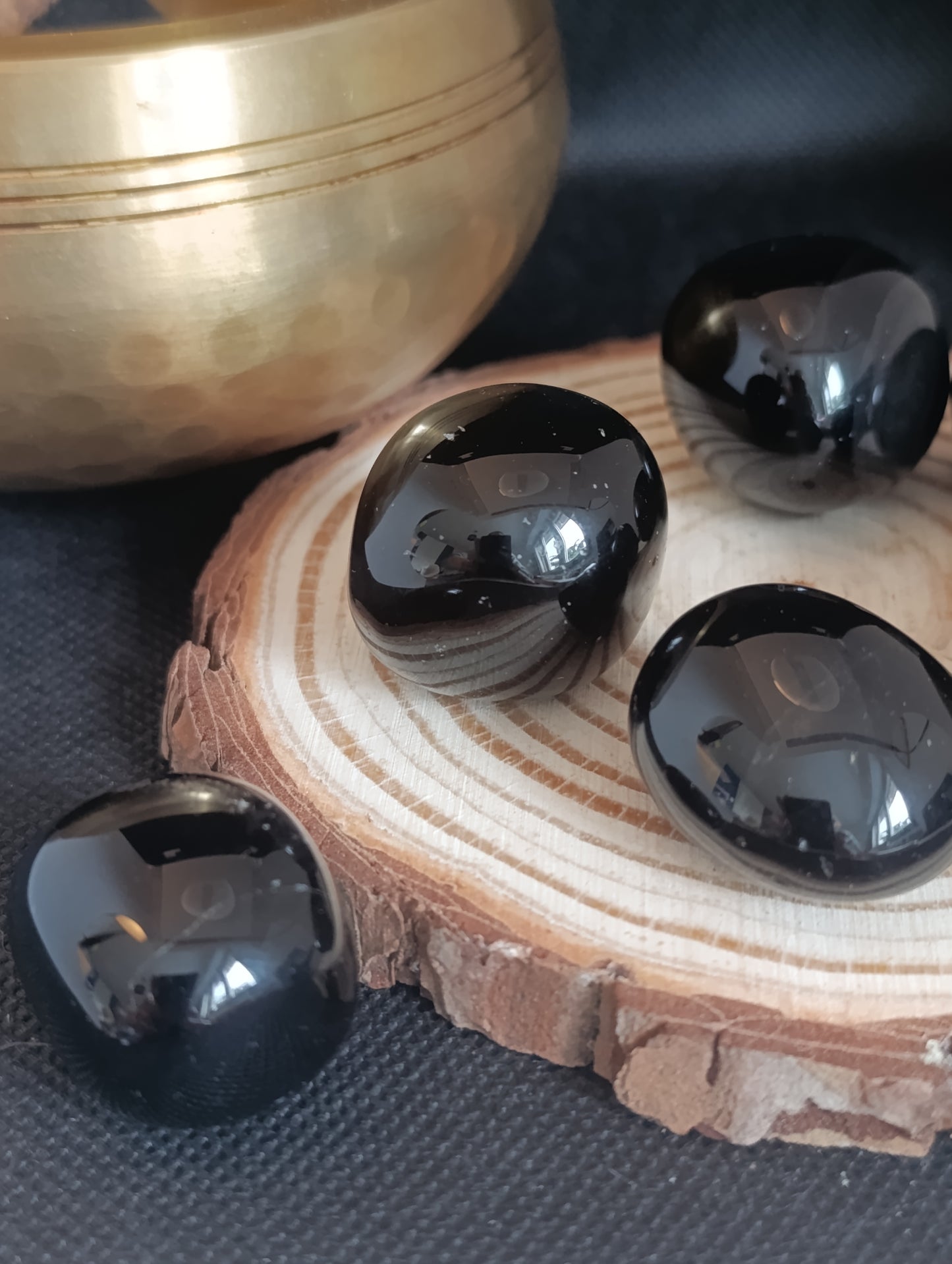 Pierre roulée Obsidienne fumée ronde