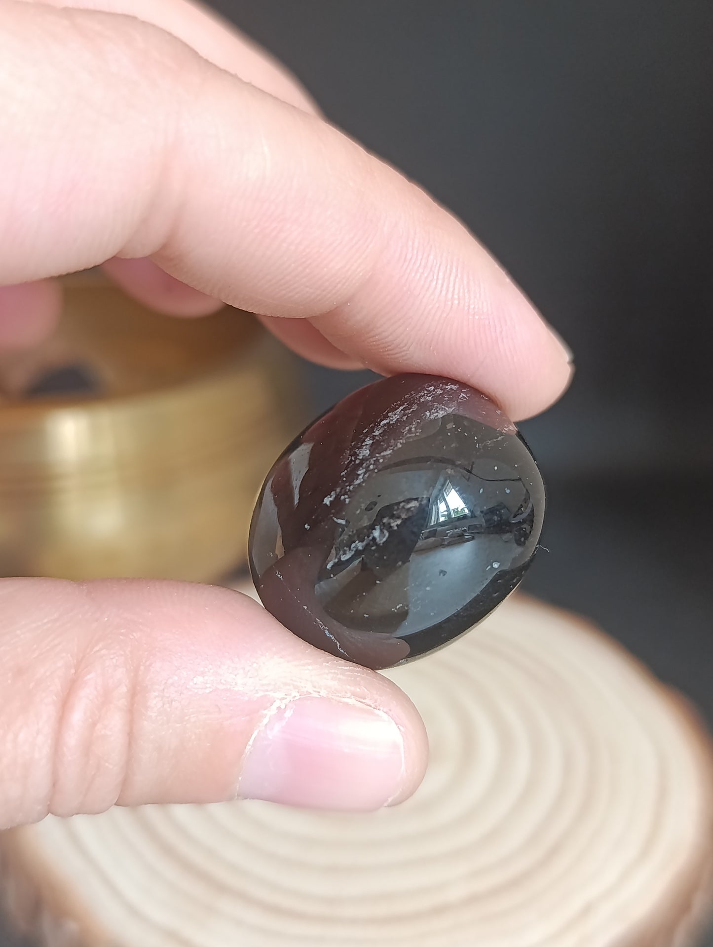 Pierre roulée Obsidienne fumée ronde