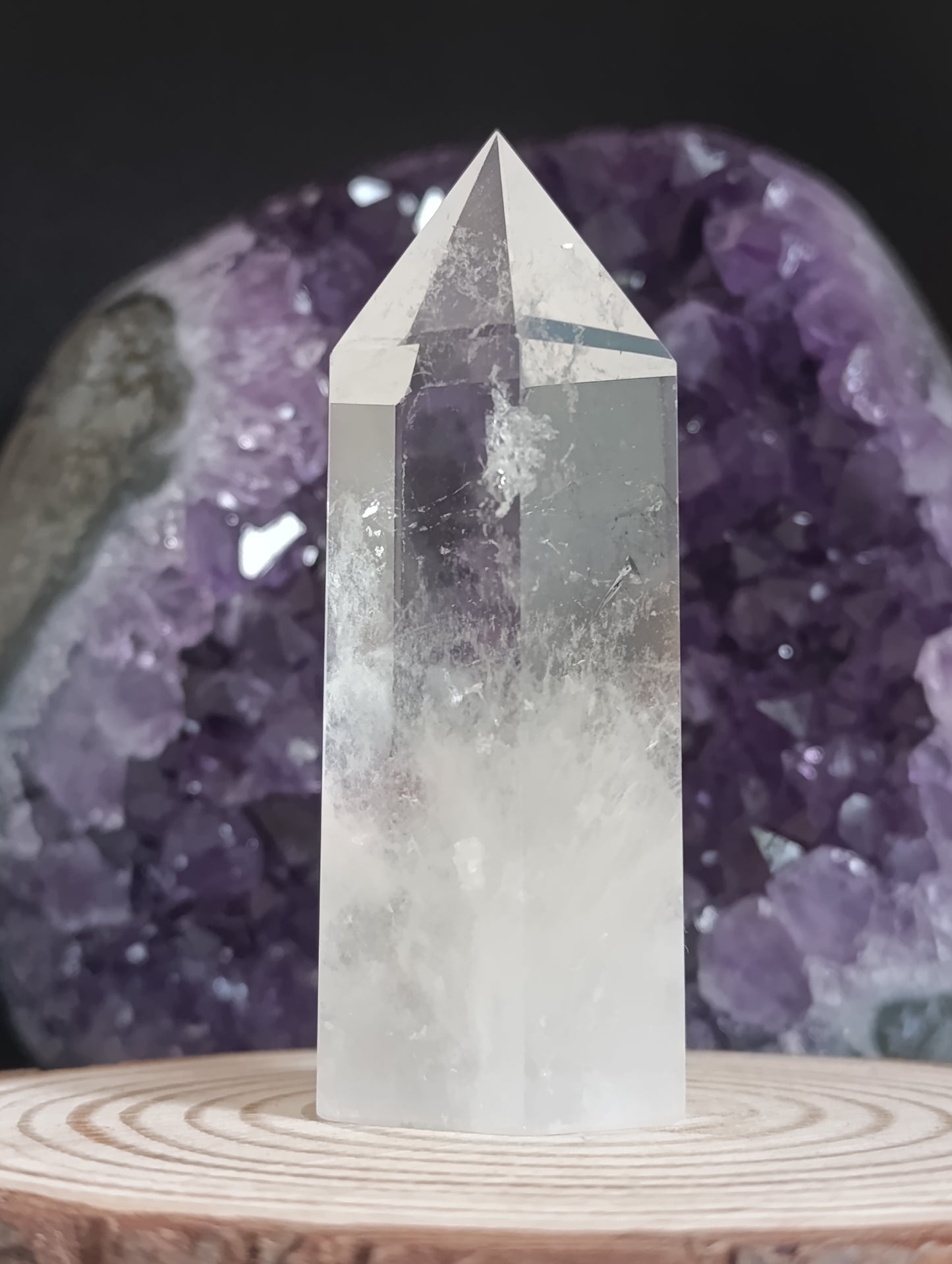 Pointe polie cristal de roche - Qualité AA+