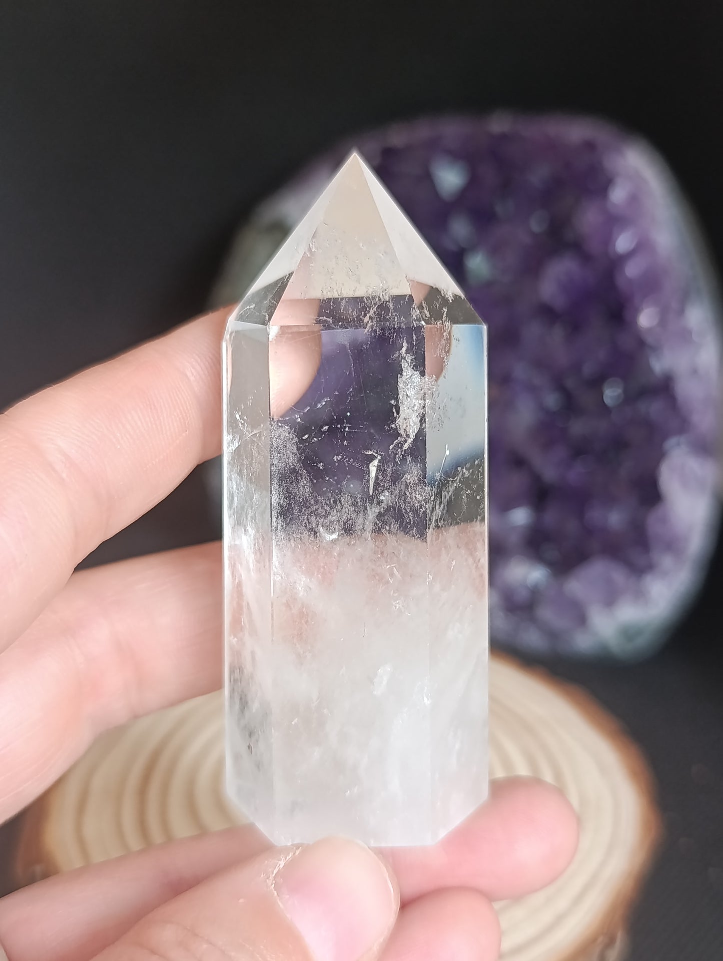 Pointe polie cristal de roche - Qualité AA+