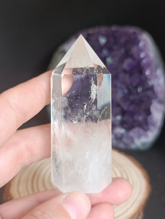 Pointe polie cristal de roche - Qualité AA+