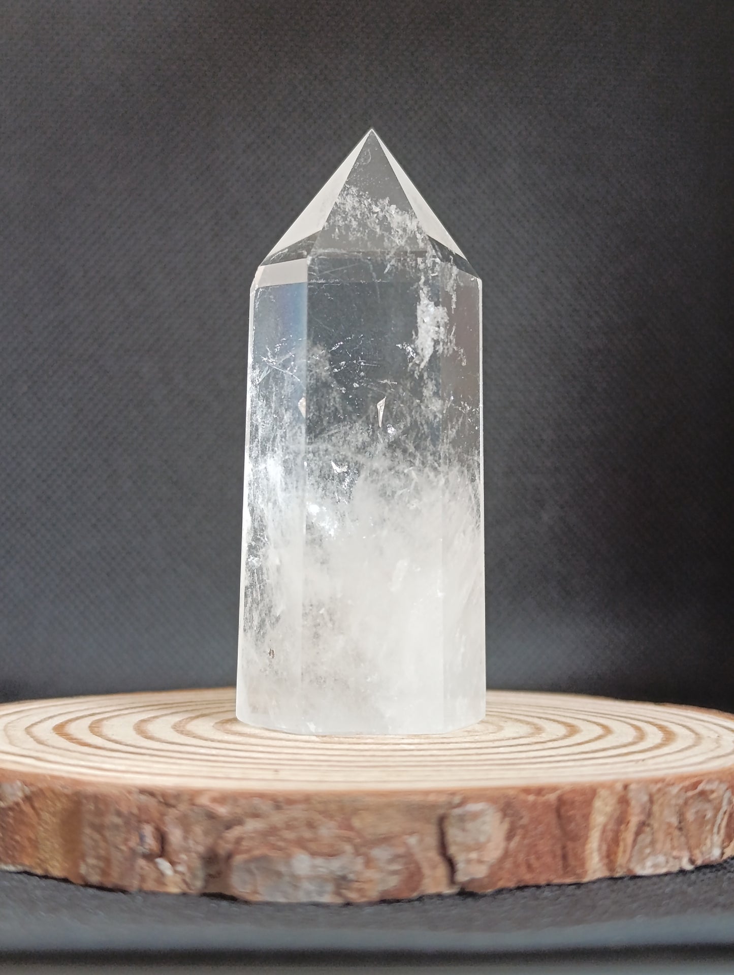 Pointe polie cristal de roche - Qualité AA+