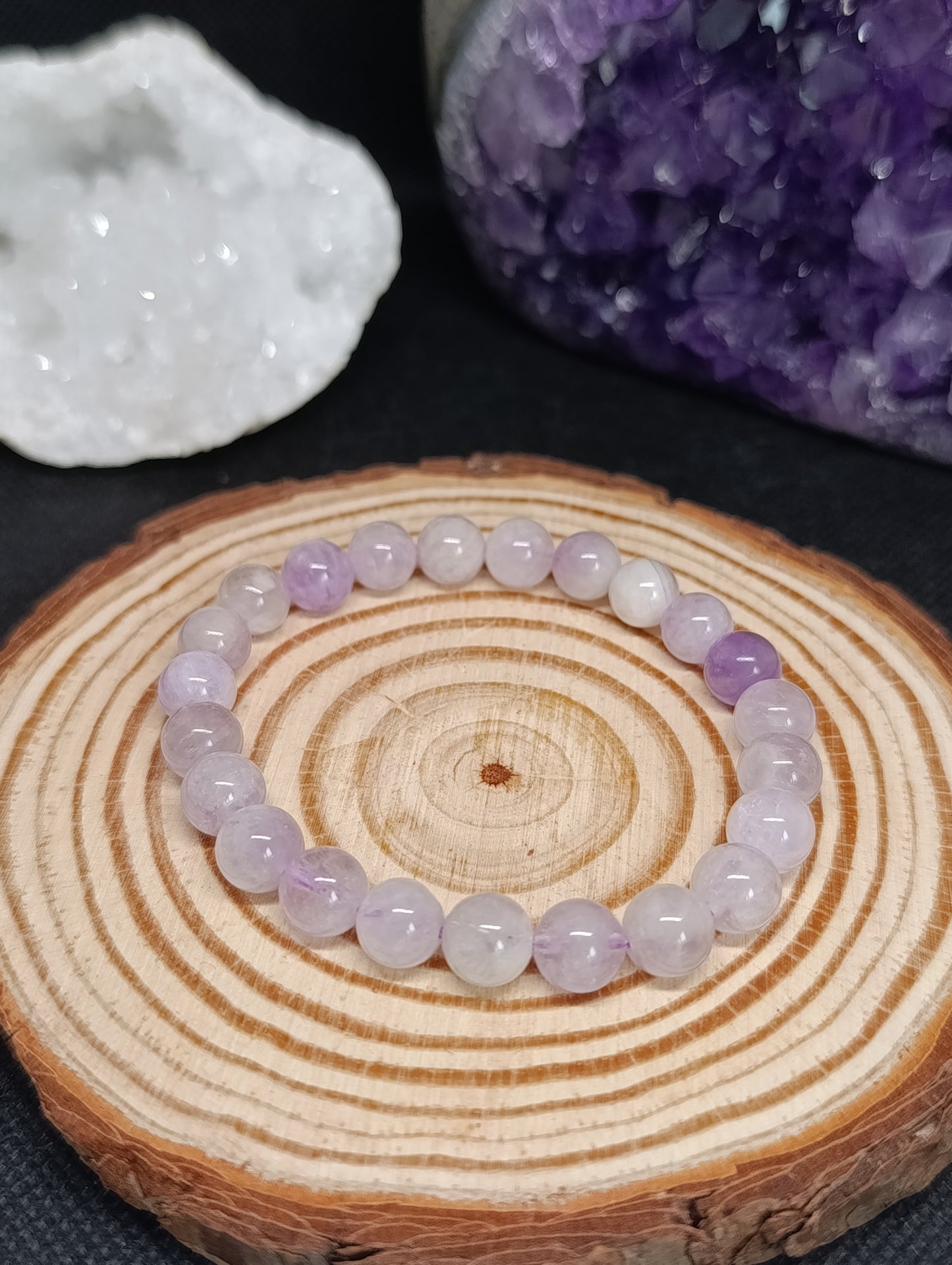 Bracelet boule Améthyste lavande 8mm
