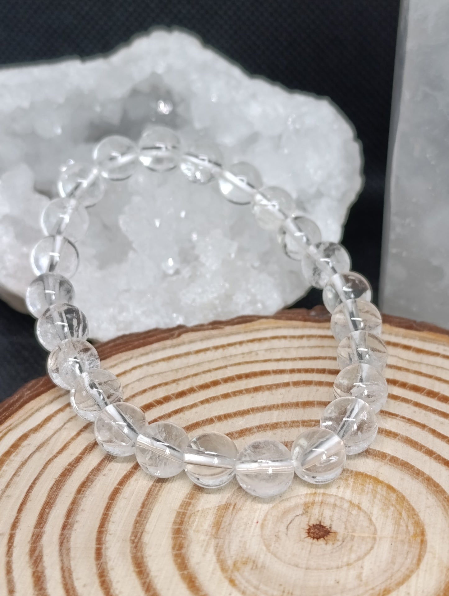 Bracelet boule Cristal de roche 8mm - Qualité AA