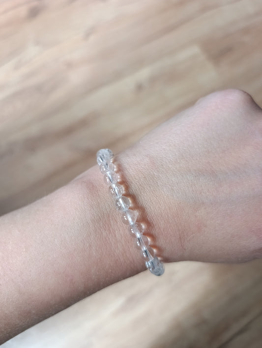 Bracelet boule Cristal de roche 6mm - Qualité AA