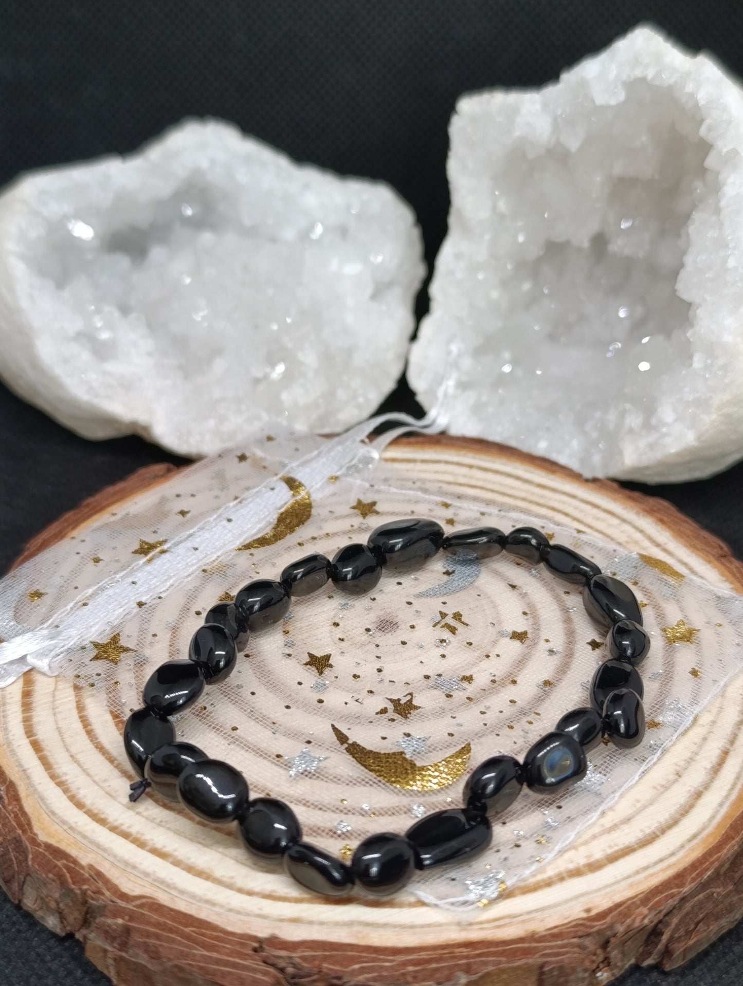 Bracelet pierres roulées Obsidienne