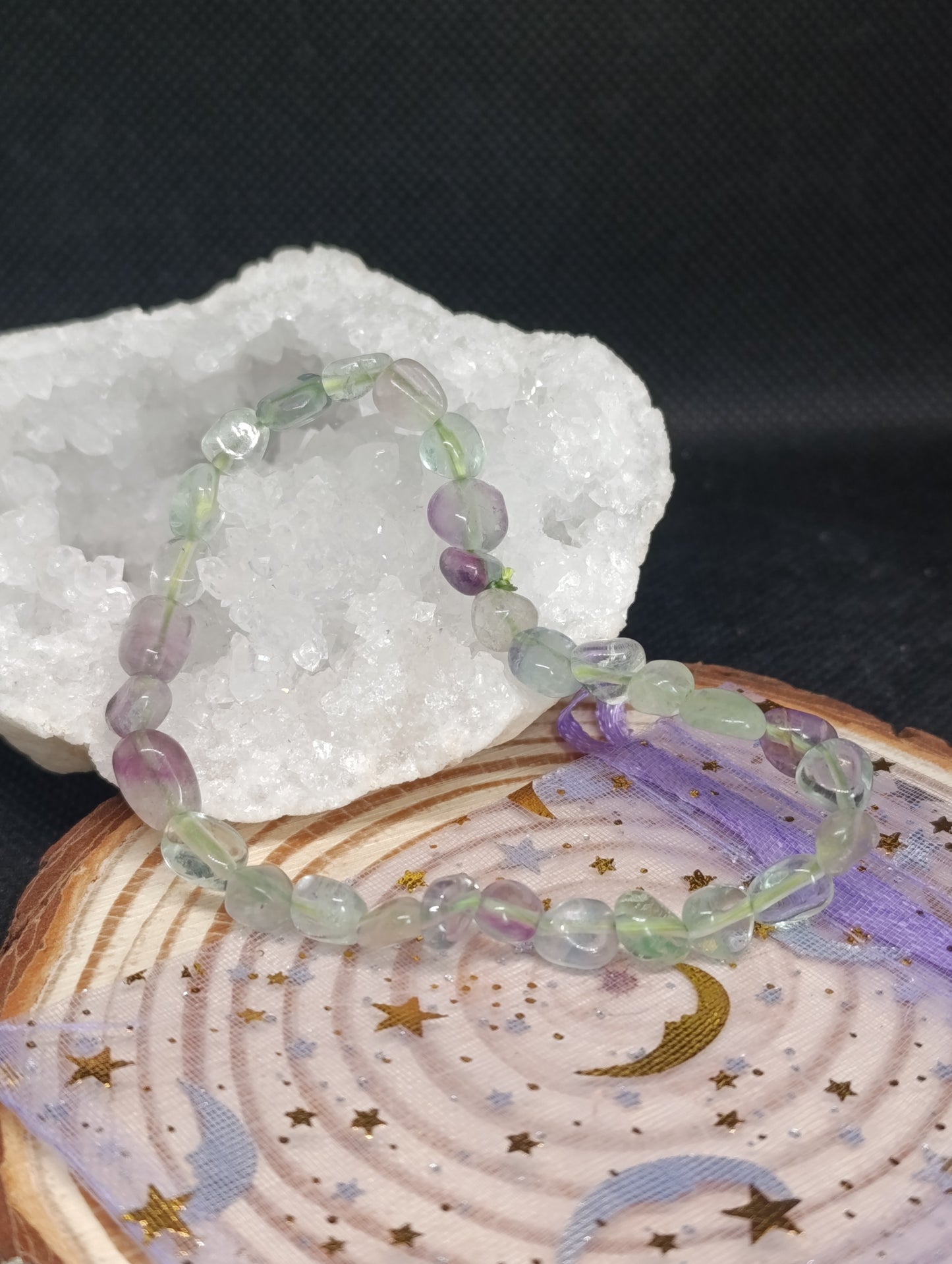 Bracelet pierres roulées Fluorite