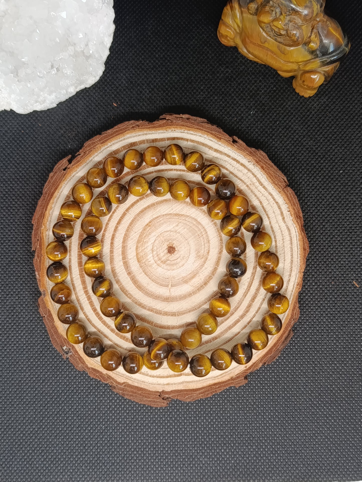 Collier boule Oeil de tigre 8mm - Qualité AA