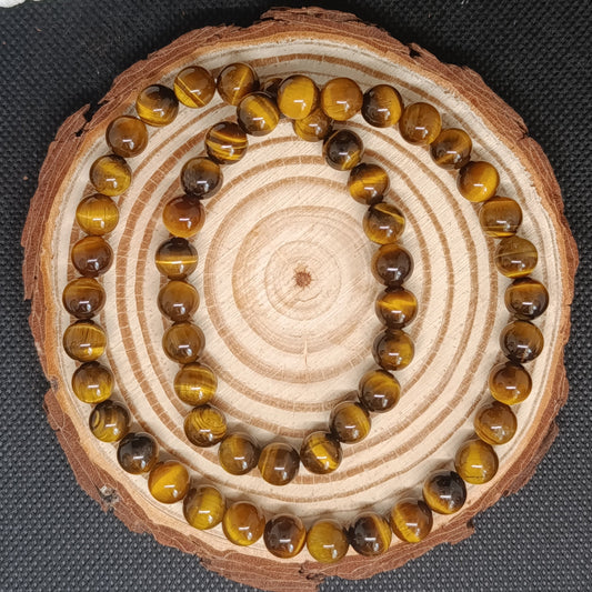 Collier boule Oeil de tigre 8mm - Qualité AA