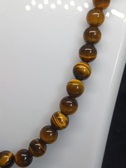 Collier boule Oeil de tigre 8mm - Qualité AA