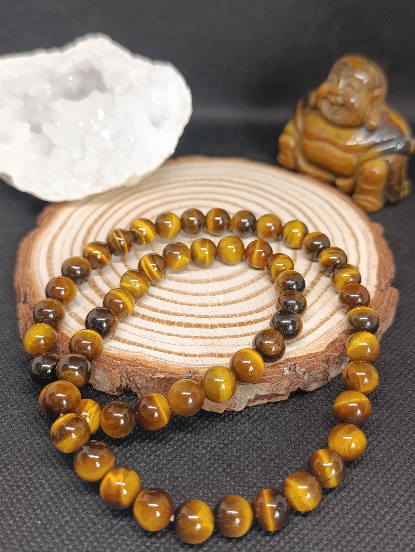 Collier boule Oeil de tigre 8mm - Qualité AA