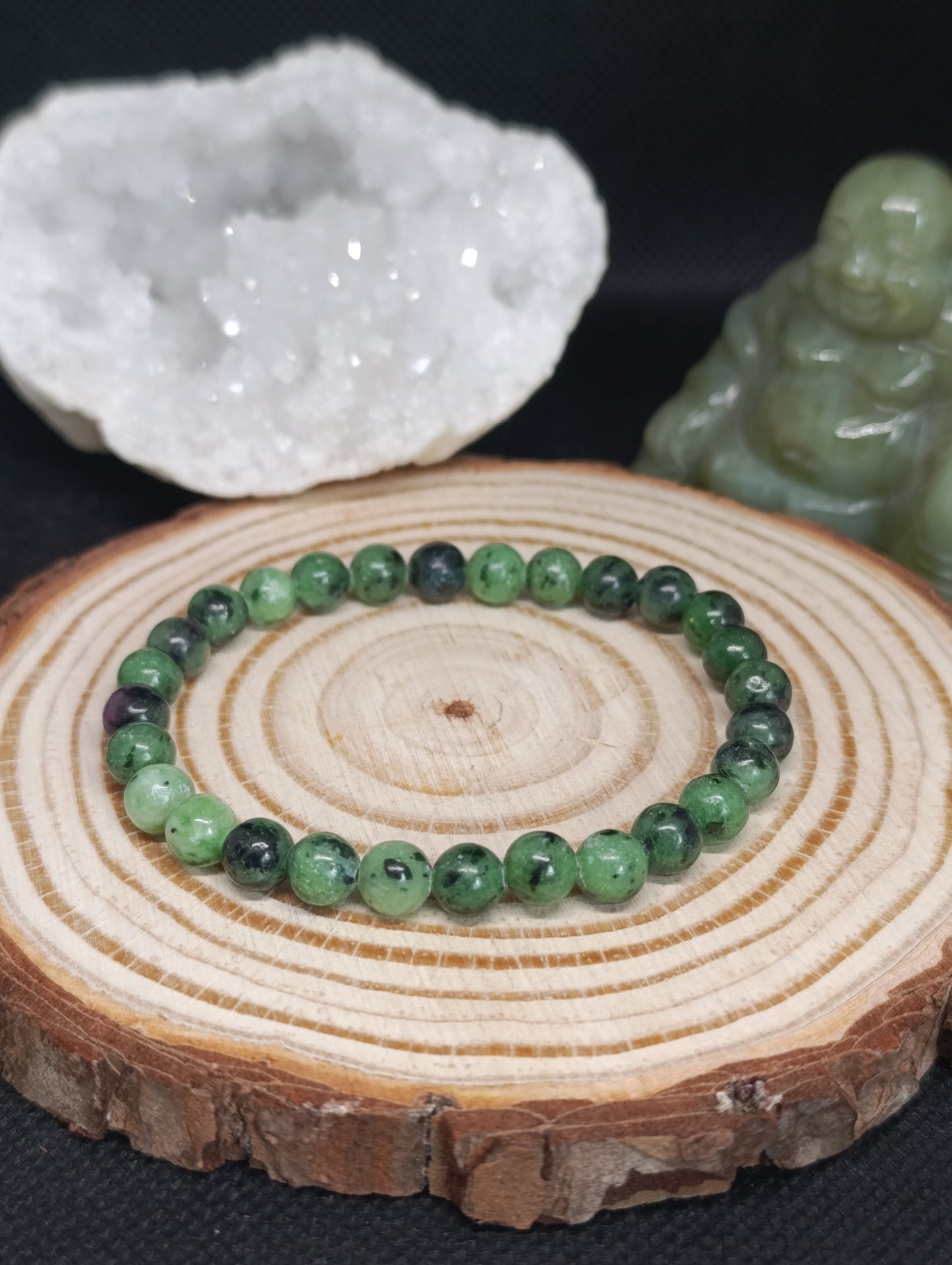 Bracelet boule Rubis Zoïsite 6mm