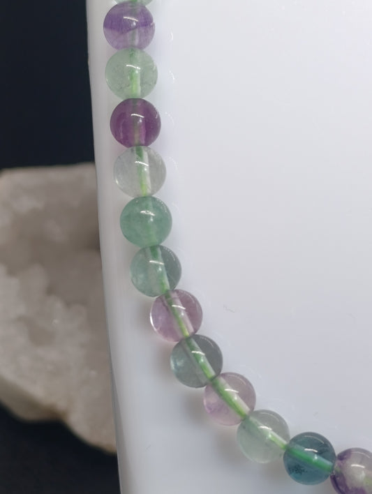 Collier boule Fluorite multicolore 8mm