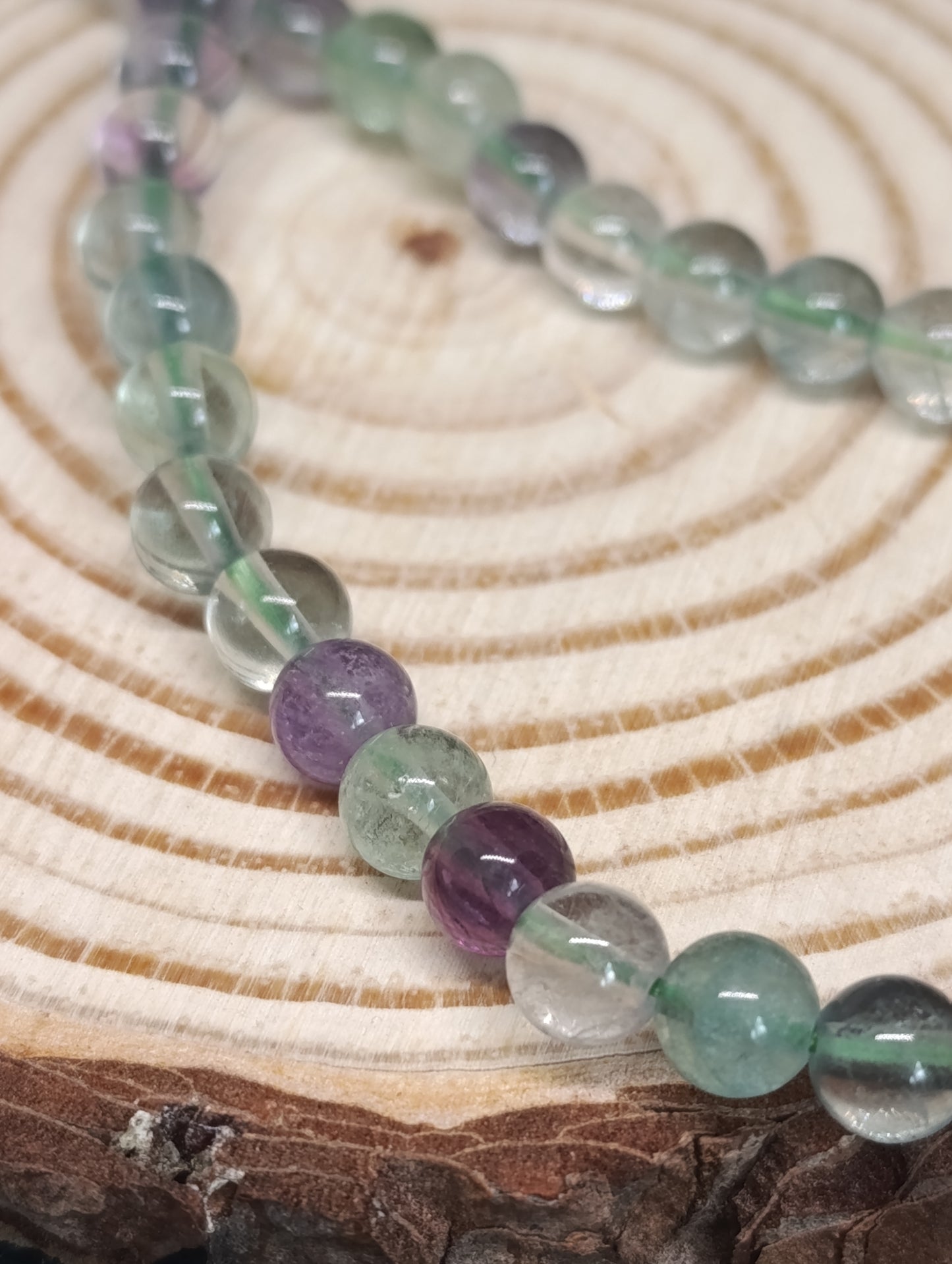 Collier boule Fluorite multicolore 8mm
