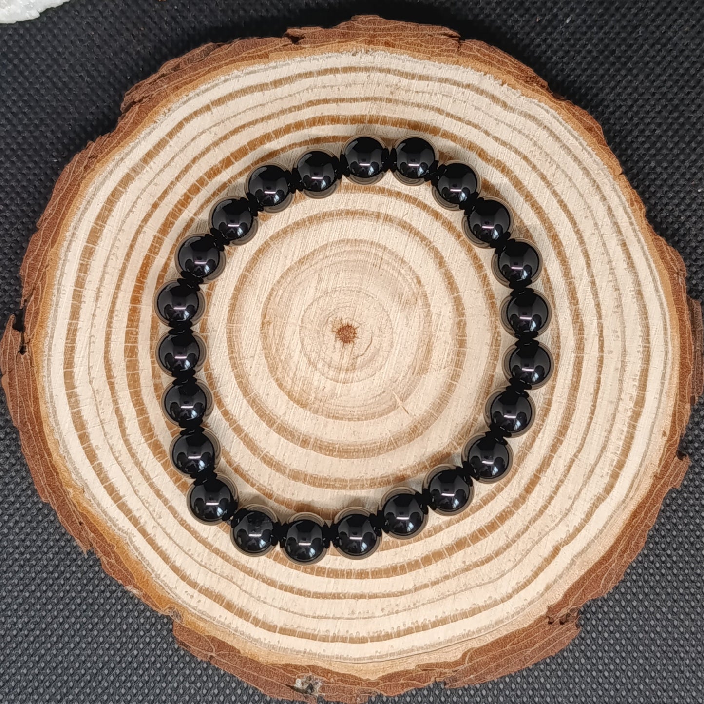 Bracelet boule Obsidienne noire 8mm