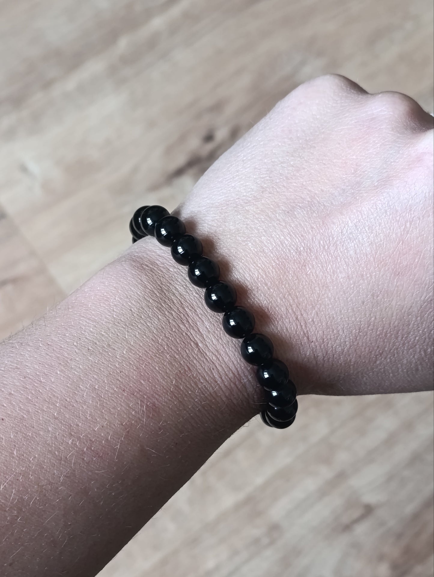 Bracelet boule Obsidienne noire 8mm