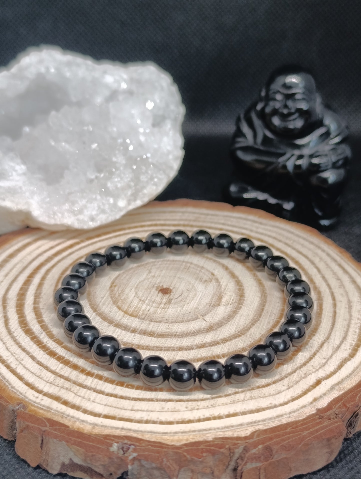 Bracelet boule Obsidienne noire 6mm