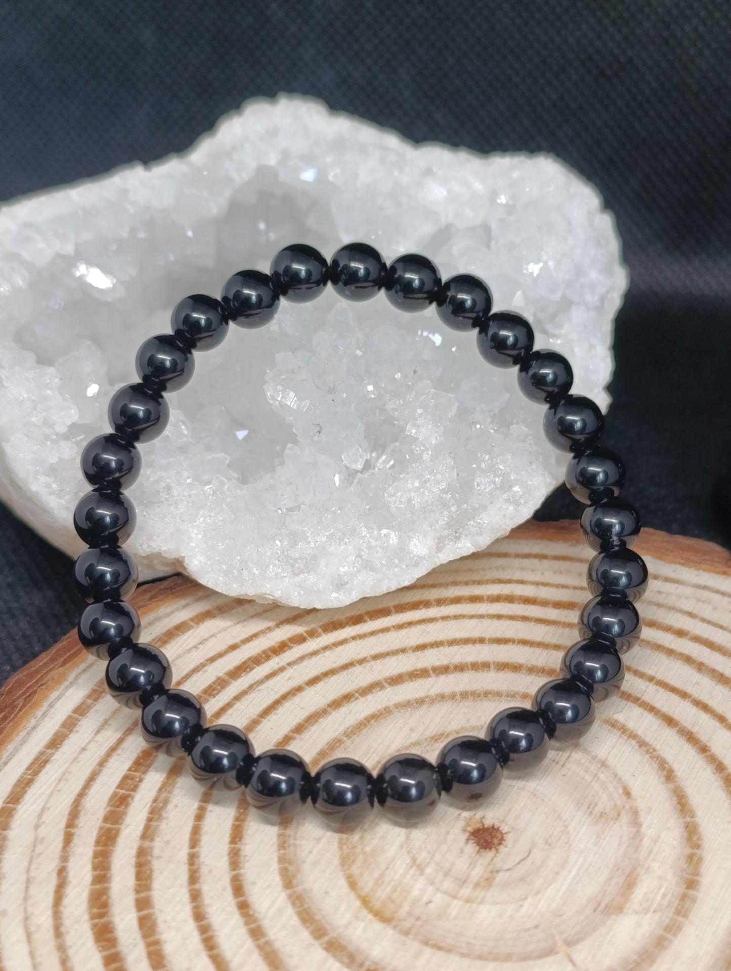 Bracelet boule Obsidienne noire 6mm
