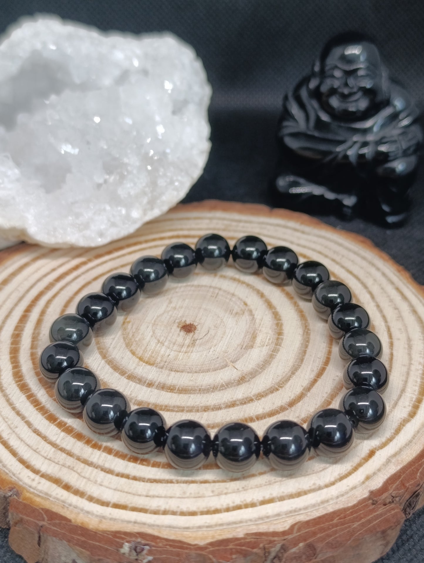 Bracelet boule Obsidienne Oeil Céleste 8mm