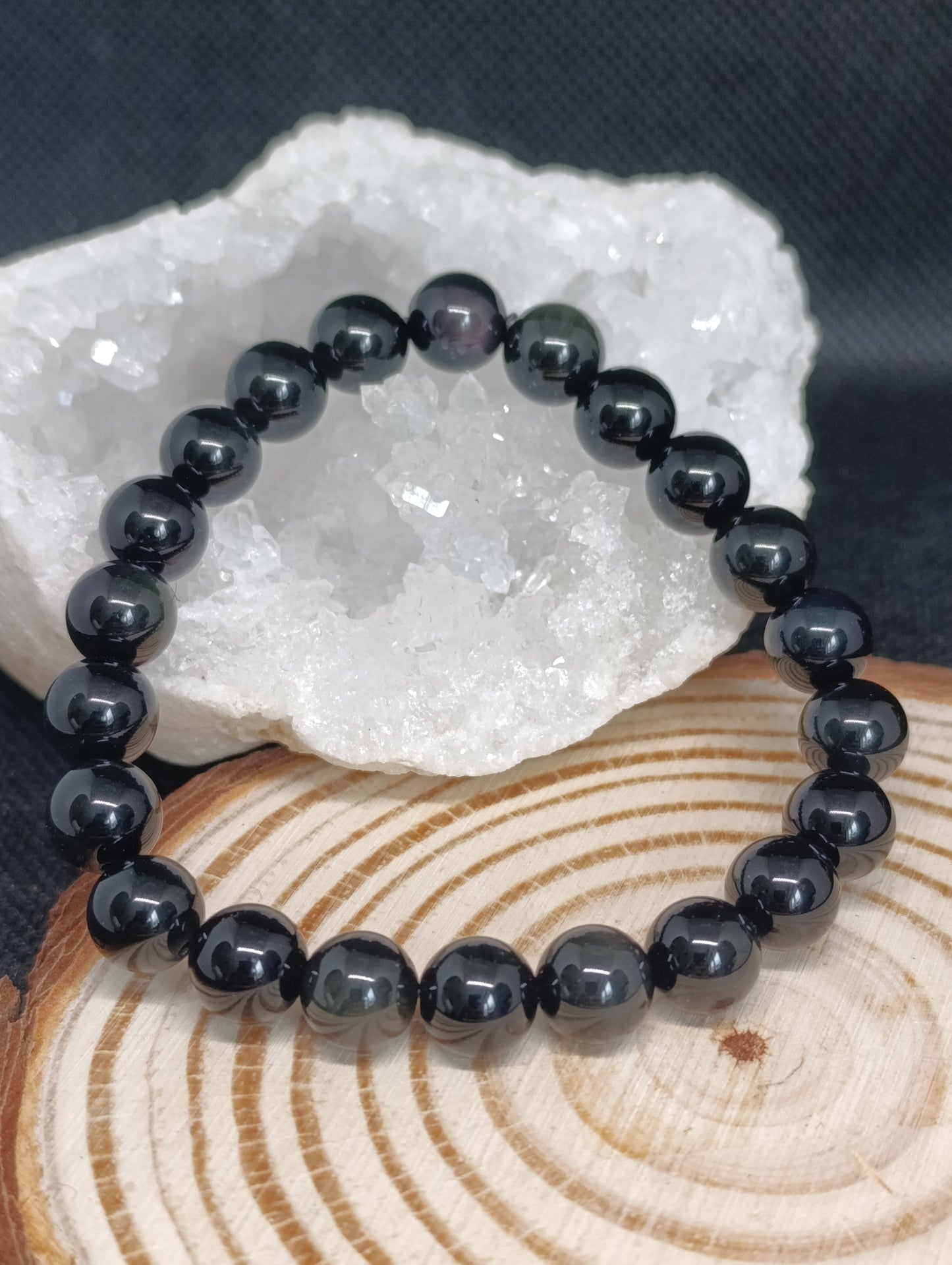 Bracelet boule Obsidienne Oeil Céleste 8mm