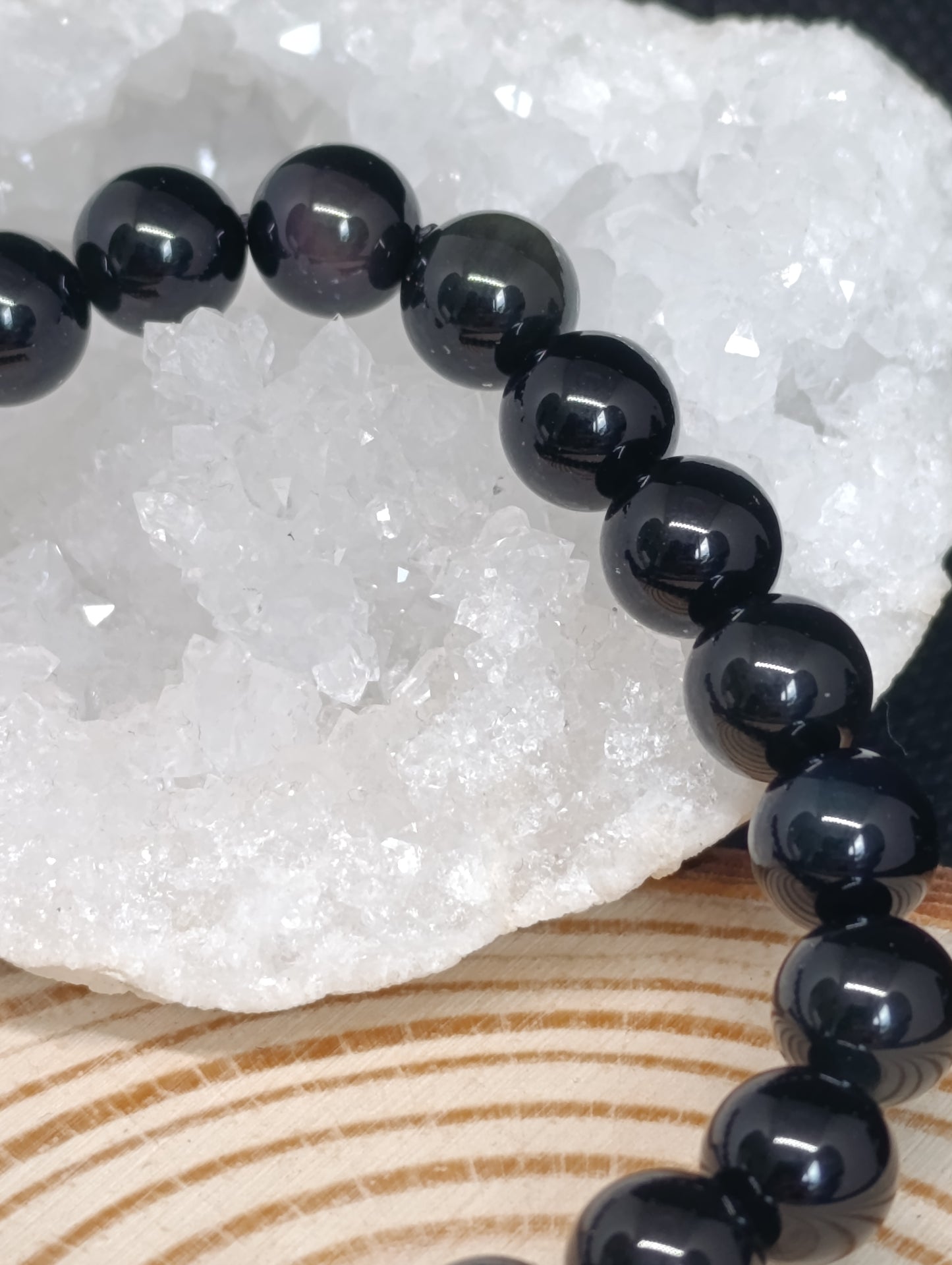 Bracelet boule Obsidienne Oeil Céleste 8mm