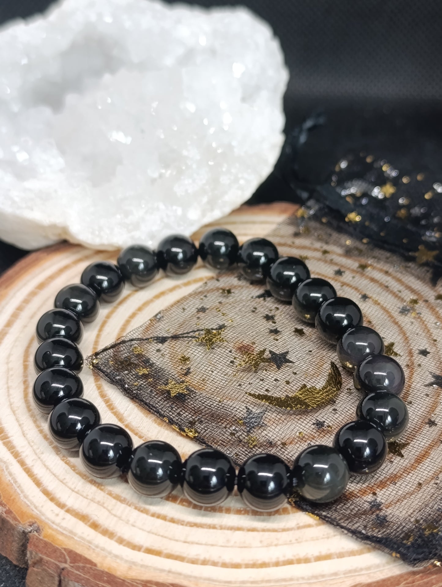 Bracelet boule Obsidienne Oeil Céleste 8mm
