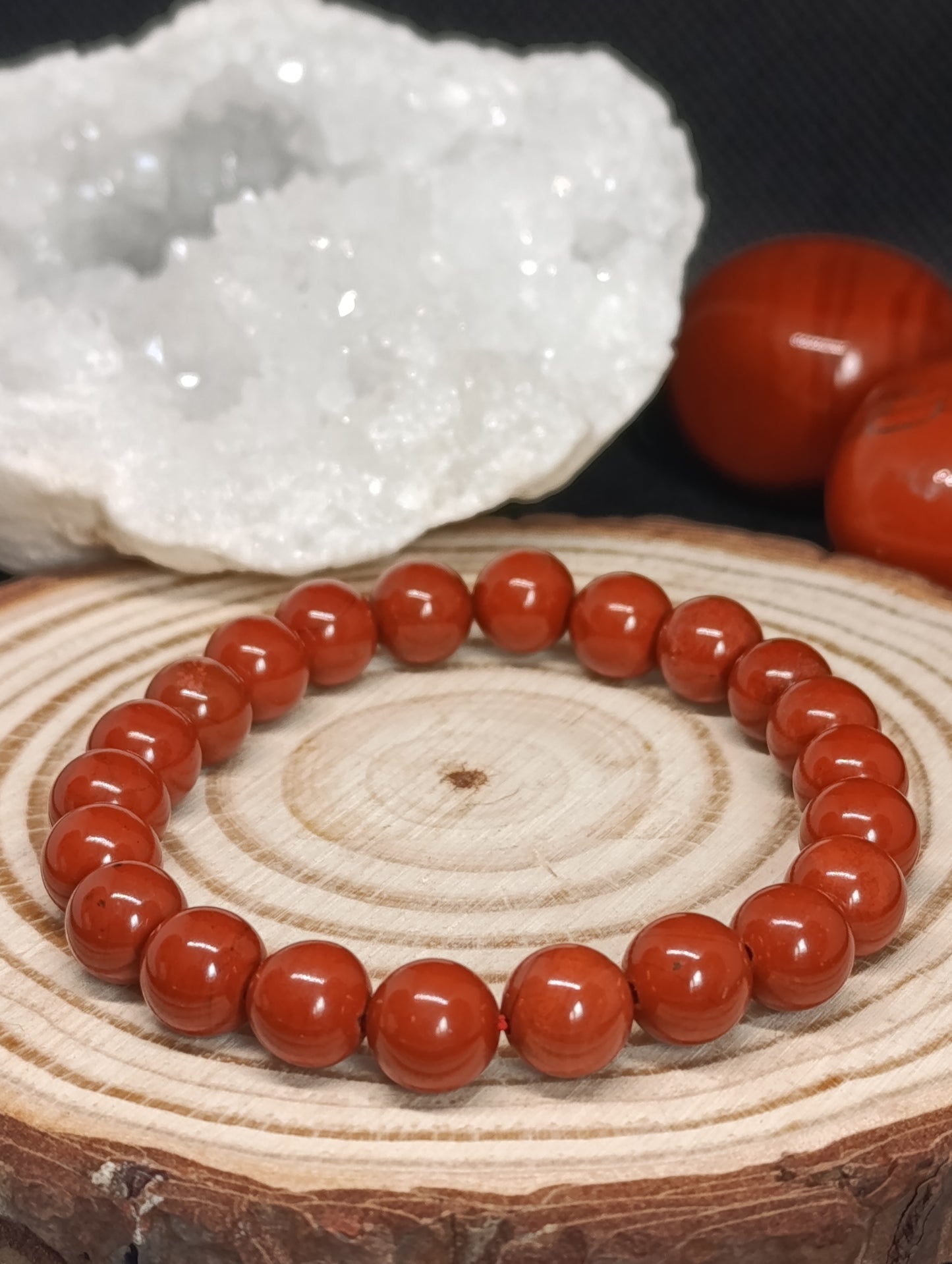 Bracelet boule Jaspe rouge 8mm