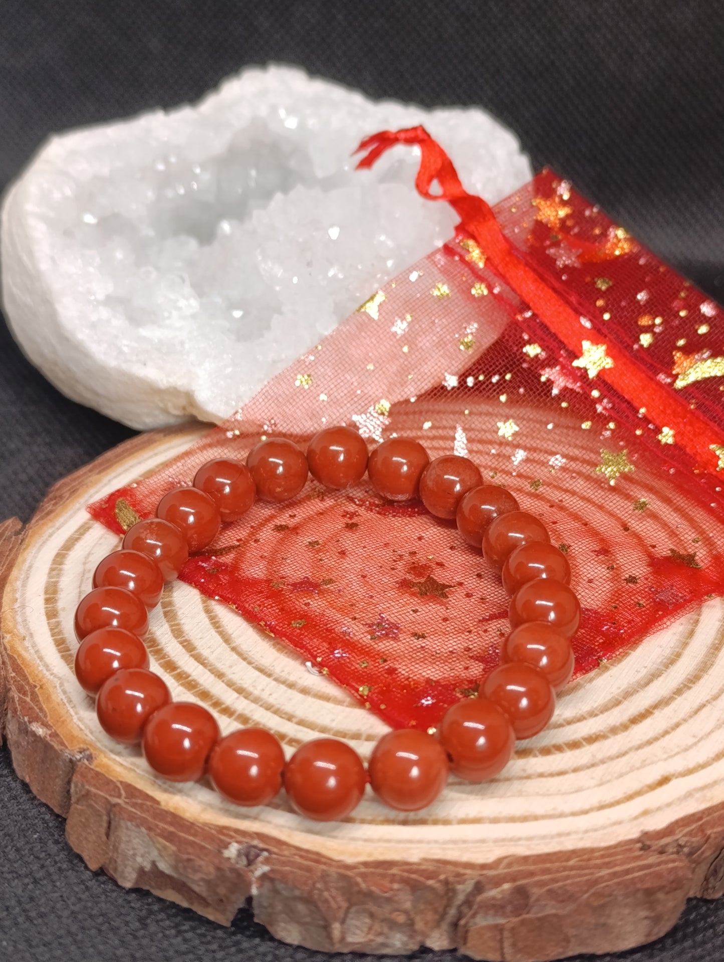 Bracelet boule Jaspe rouge 8mm
