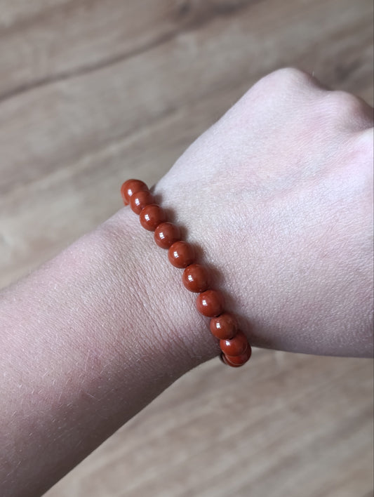 Bracelet boule Jaspe rouge 8mm