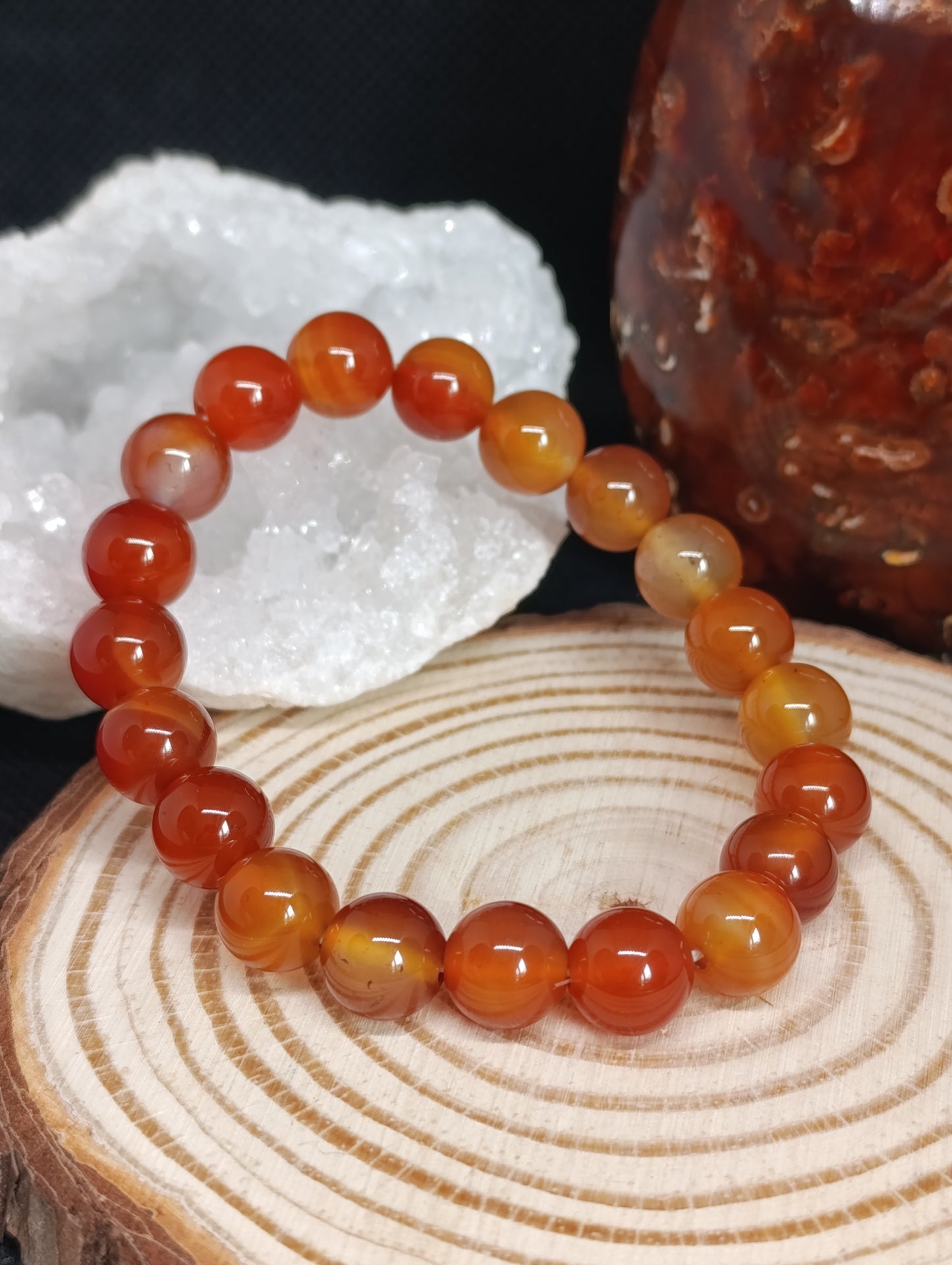 Bracelet boule Cornaline 10mm